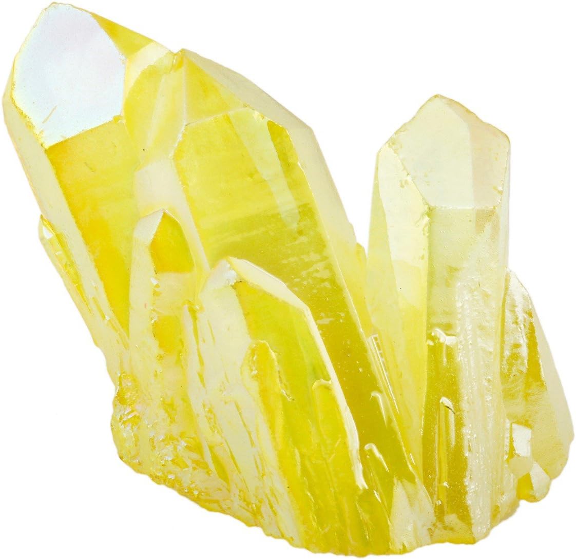 Buy Rockcloud Healing Crystal Natural Titanium Coated Lemon Yellow Rock Quartz Cluster Geode Druzy Home Decoration Gemstone Specimen Online In Usa B01lldcb4c