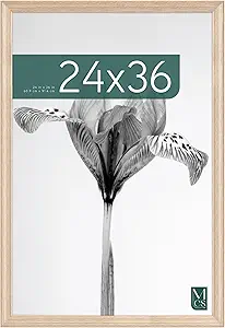 MCS Studio Gallery Classic 24x36 Poster Frame Natural Woodgrain, Vertical & Horizontal Wall Hanging Large Picture Frame for Photos, Posters & Art Prints (1-Pack)
