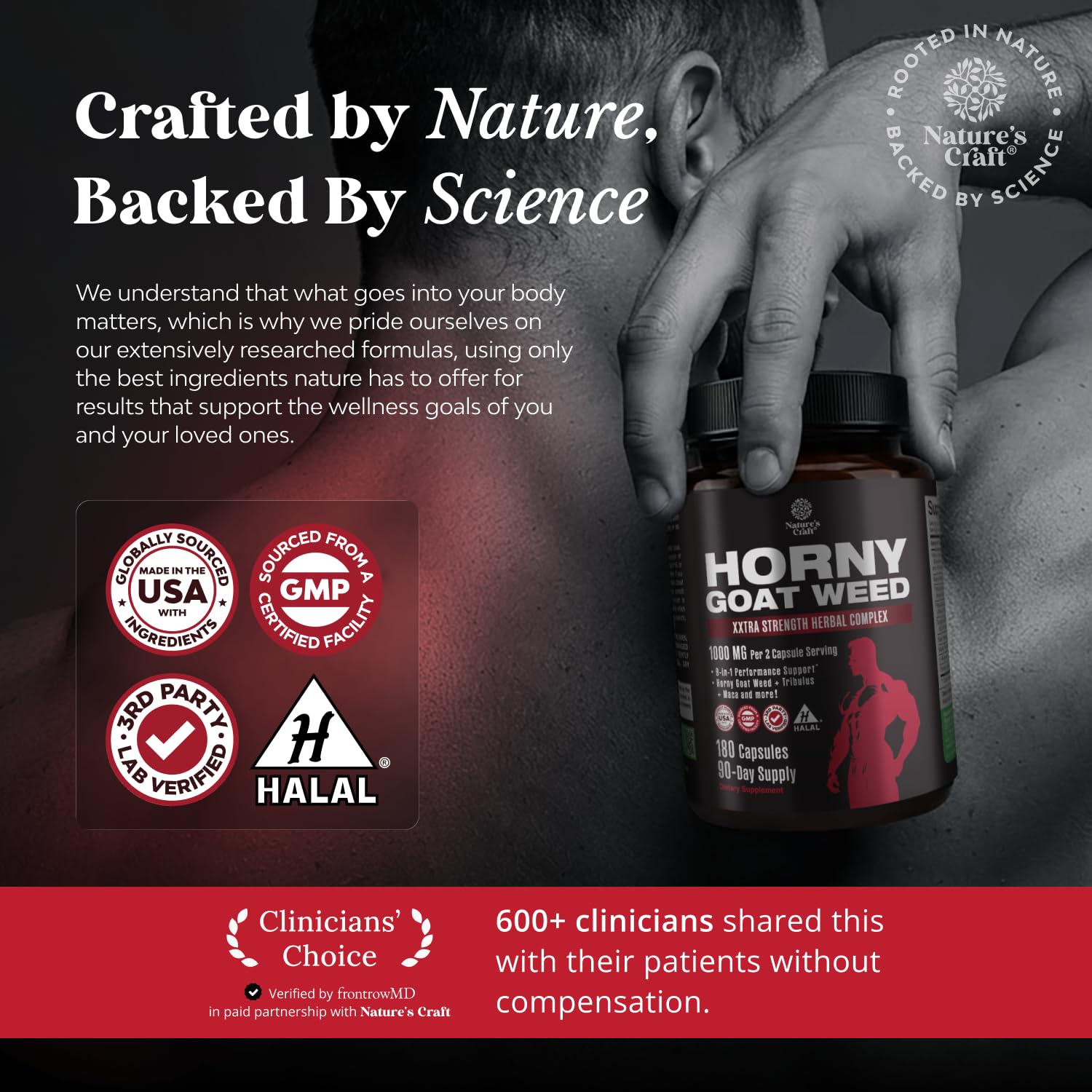 Horny Goat Weed for Men (9 in 1 Formula) - Male Enhancing Supplement -180ct — Amazon image 5