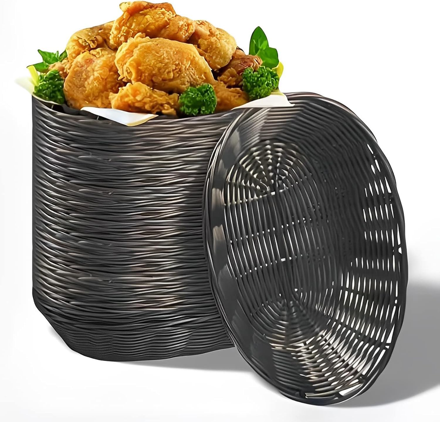 Nexboraque Confezione da 12 cestini ovali in plastica, per riempire cesti regalo vuoti, 21 x 16 x 5 cm, cucina, ristorante, centrotavola, espositore, marrone scuro