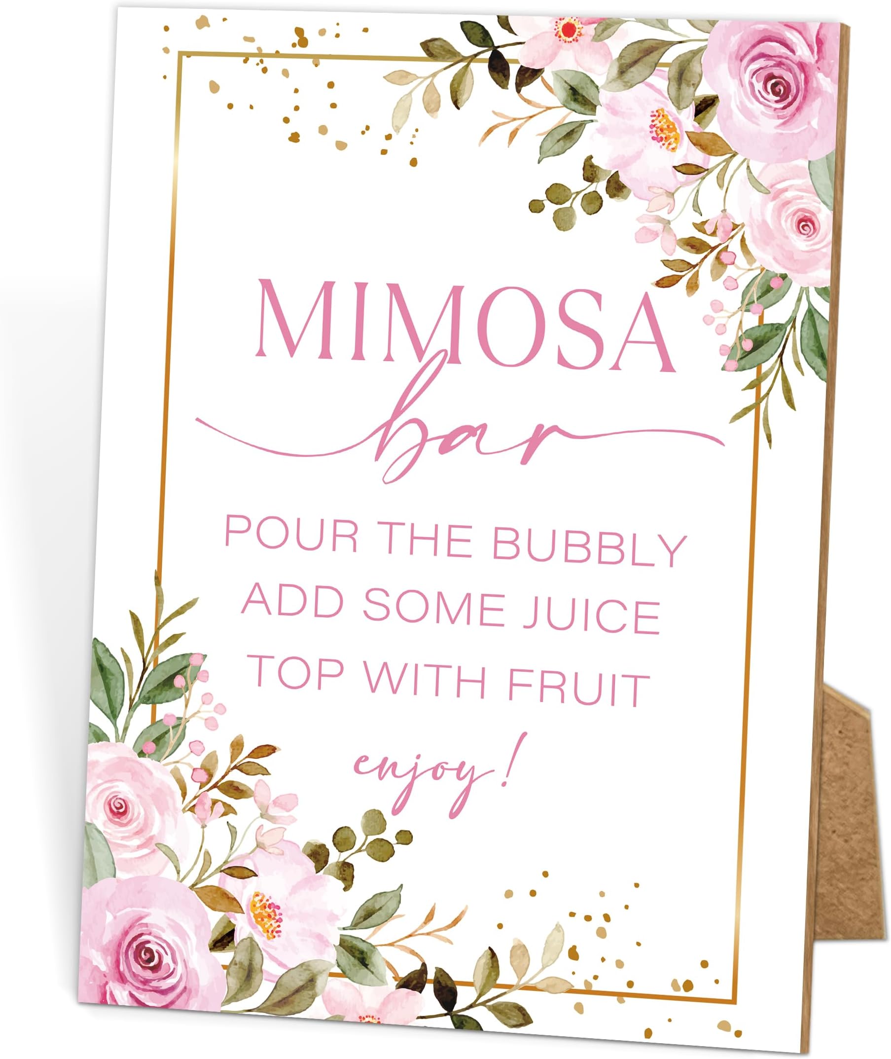 Floral Mimosa Bar Sign,Bridal Shower Decorations,Wedding Shower Decorations,Bubbly Bar Sign,Mimosa Bar Supplies,for Wedding Engagement Birthday Party,Bachelorette Party,21