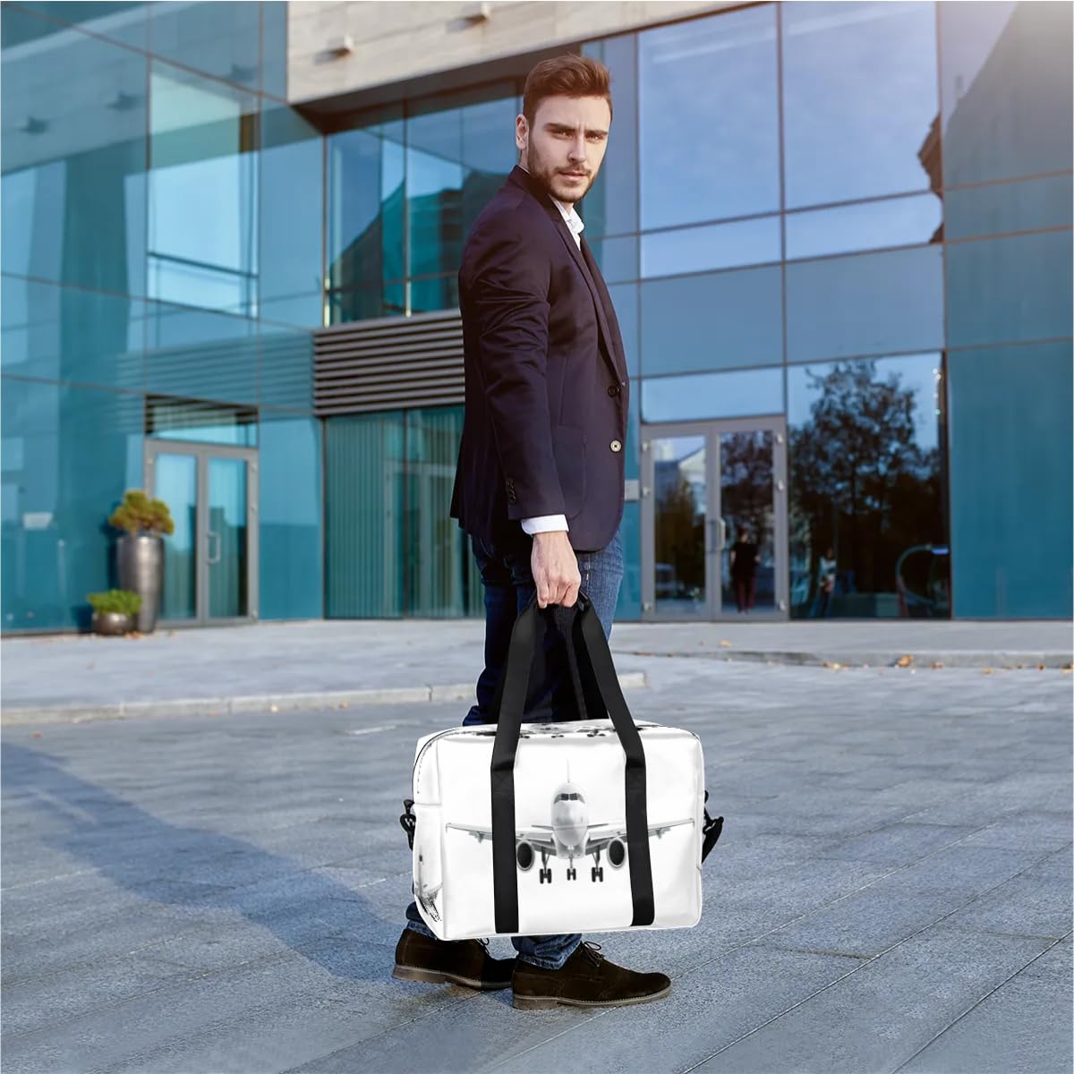 Reisetasche im Flugzeug-Design, für Damen, Herren, Mädchen, Jungen, Wochenendtasche, Übernachtungstasche, 32 l, große Kabinentasche, Tragetasche für Reisen, Sport, Fitnessstudio, farbe, Big,