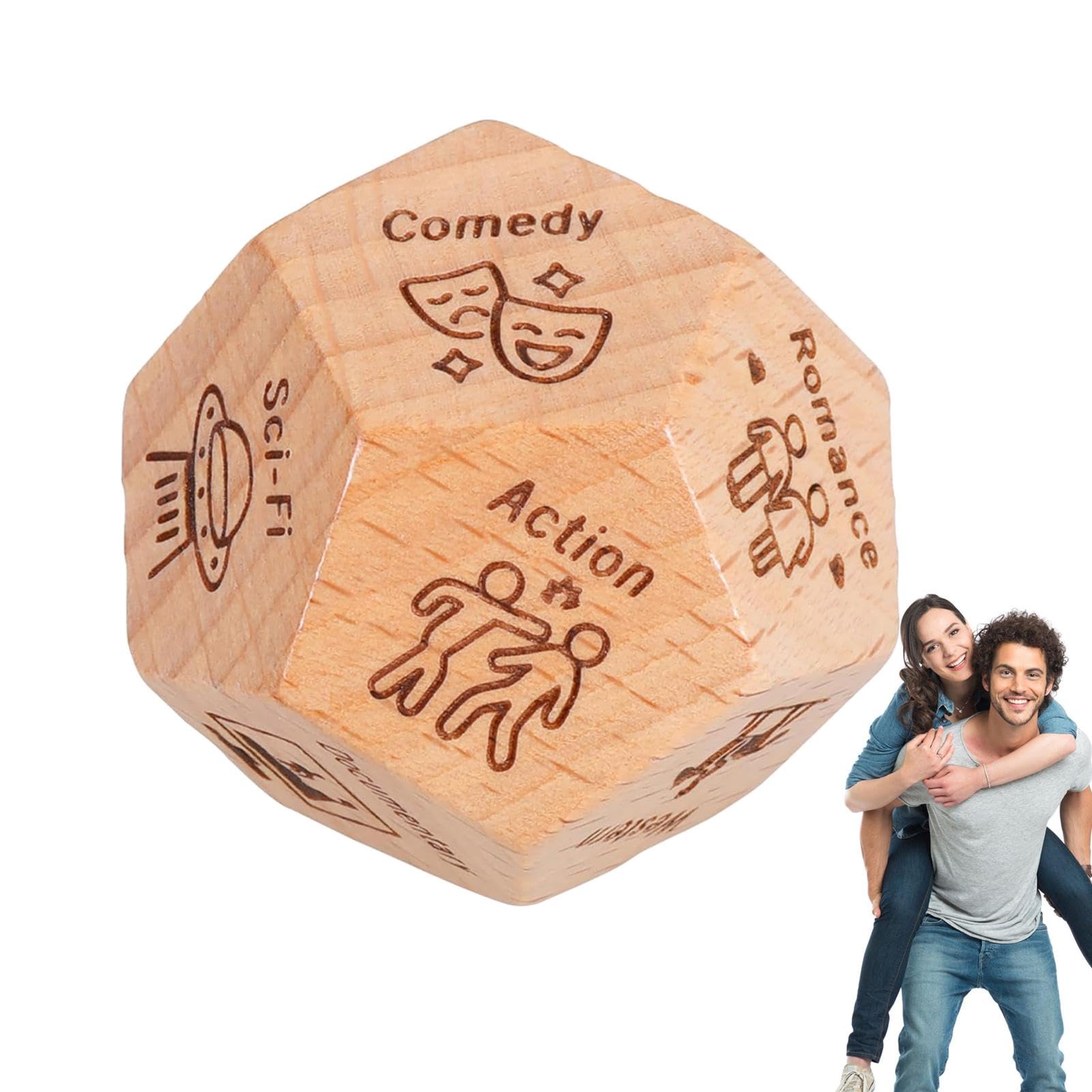 Date Night Ideas - Wood/Resin Movie Decision Dice for Couples | Funny Dating Game for Valentine's Day
