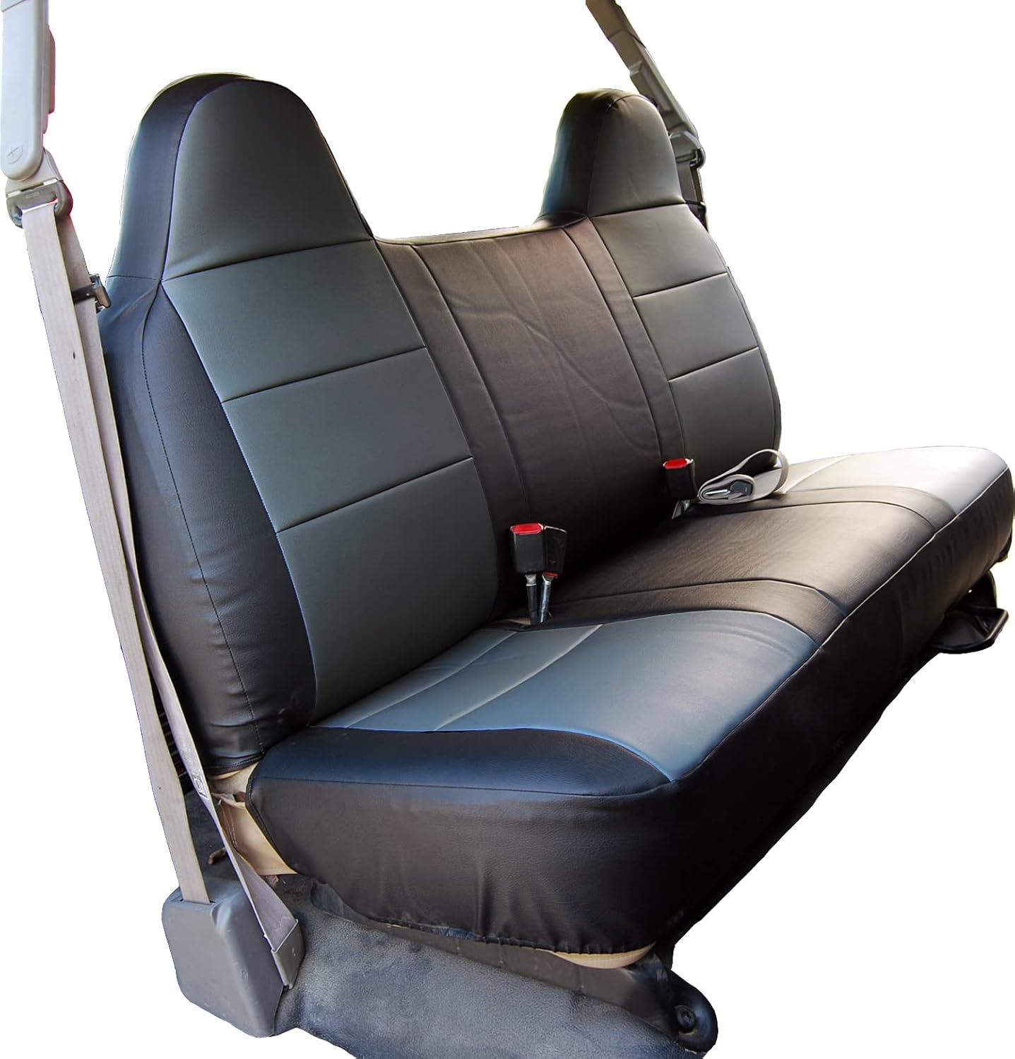 Iggee Custom-FIT Artificial Leather Front Bench seat Covers Designed for Ford F-250 350 450 (Beige)