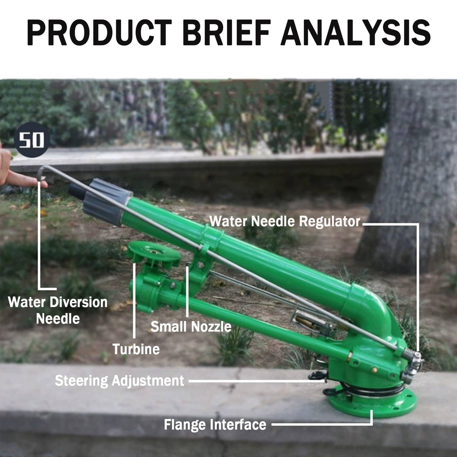 Aspersor De Riego Agrícola, Aspersor De Riego Agrícola Sobre Base De Trípode Con Boquilla De Repuesto, Aspersor De área Grande Ajustable De 360°, Para Césped Agrícola