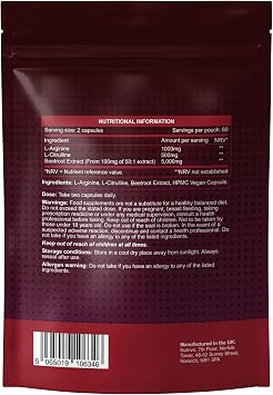 Nitric Oxide Supplements 6500mg | Nitric Oxide Supplements for Men | L Arginine and L Citrulline with Beetroot Nitric Oxide Booster | Supports Blood Flow & Blood Pressure | 120 Capsules