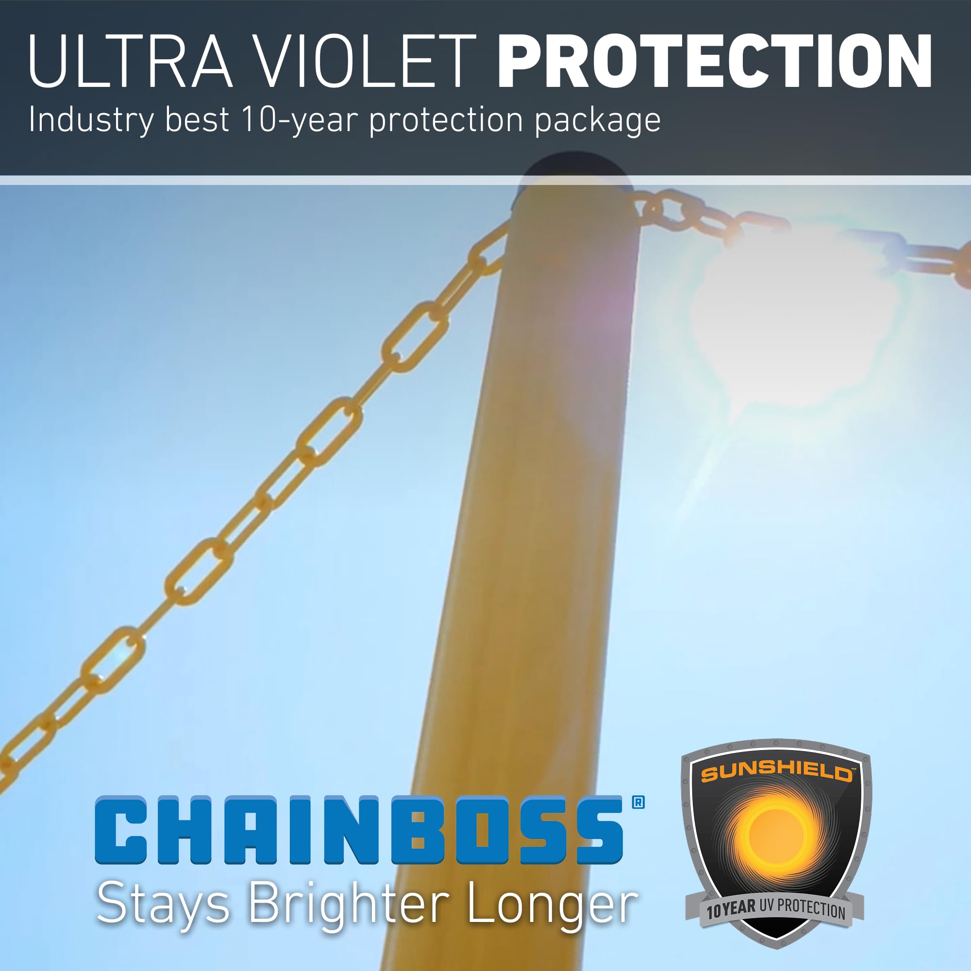 Peso USA: U2350YEL 50 FT giallo, 50 FT catena in plastica, catena di sicurezza in plastica con tecnologia SunShield resistente ai raggi UV