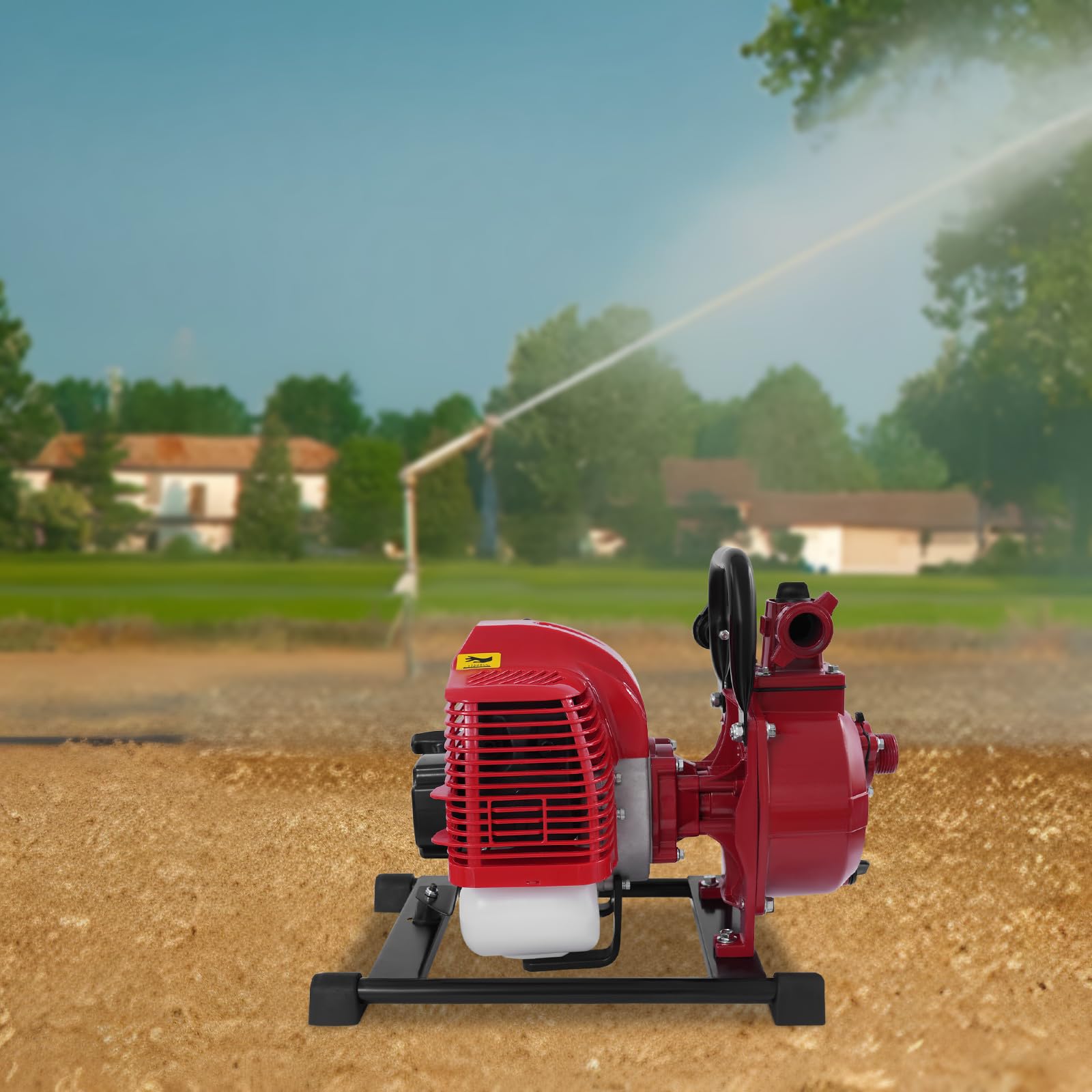 Pompa dell'acqua a benzina a 2 tempi, 1 pollice, con tubo di ingresso da 2 m, pompa dell'acqua portatile a benzina, 10 m ³/h e 30 m di altezza, pompa per acqua da giardino per riempimento