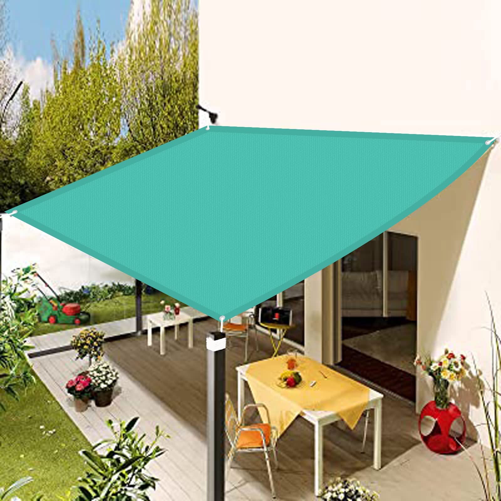 Voile d'ombrage rectangulaire résistant au vent avec œillets pour balcon et patio