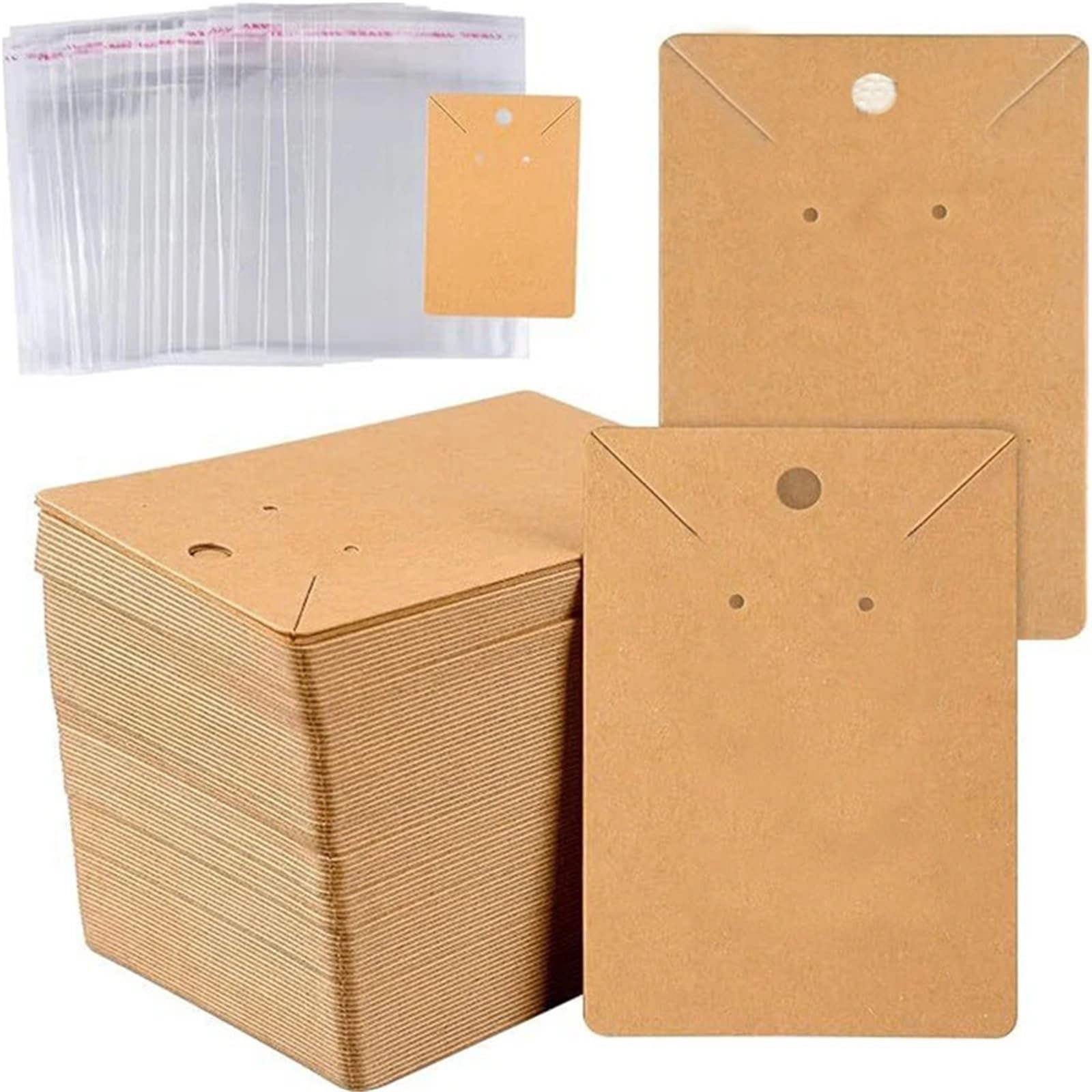 EDvkrgqx Earrings Necklace Display Cards, Multicolor Earring Cards 1000Pcs 500 Backs Self-Seal Bags for Jewelry Display(White)
