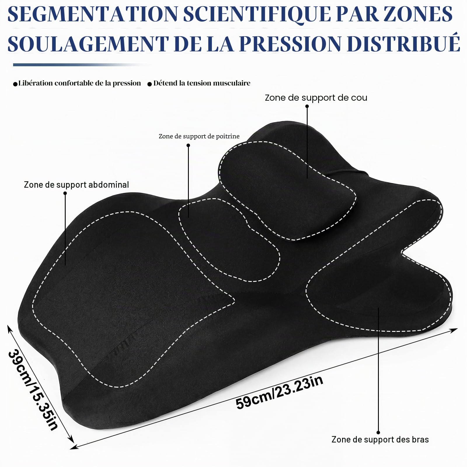 Coussin Cale en Mousse à Mémoire de Forme 27°, Oreiller de Lecture pour Lit et Canapé avec Appui-Tête Amovible, Support Dos Cou et Jambes, Housse Lavable Antidérapante