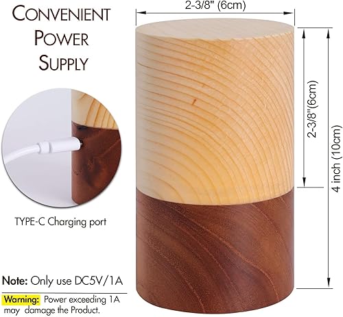 Miniatura 3 de Lámpara LED de madera portátil controlada por sensor táctil con brillo ajustable de 3 niveles de luz cálida para mesita de noche, cena iluminada por