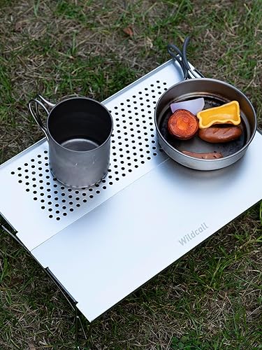 Miniatura 7 de WildCall Mini mesa plegable individual ultraligera compacta con bolsa de transporte para mochilero, campamento, senderismo, playa (plateado)