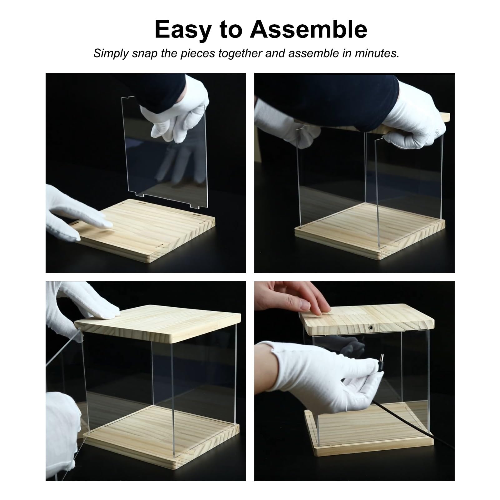 BOHOIDEE 2 stuks transparante kunststof organizer voor boekenkast, stapelbare vitrine met magnetische deur, acryl vitrine voor speelgoed, handtassen, schoenen, handtassen