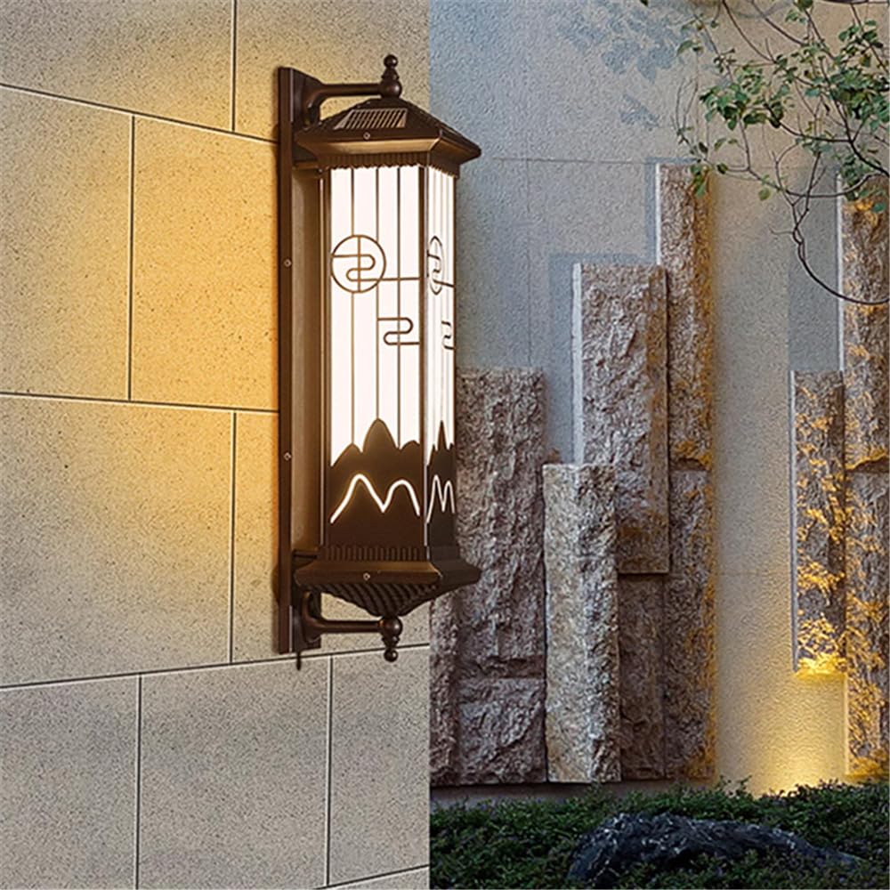 SMCCYYSD Contemporary Solar Outdoor Wall Lamp Simplicity Waterproof Balcony Hallway Courtyard Villa Gate Hotel (H H78CM Solar)