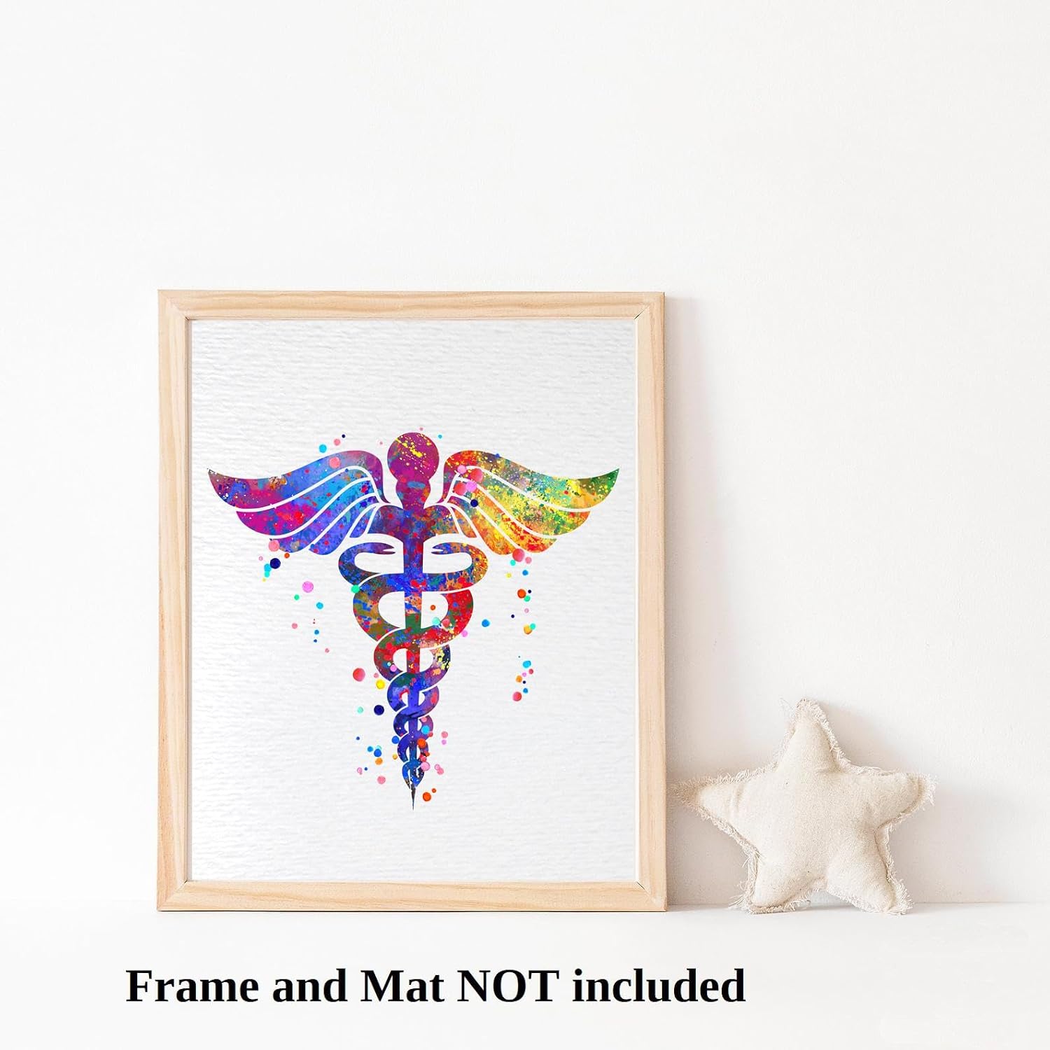 Dignovel Studios 11X14 Unframed Caduceus Medical Symbol Science Clinic Watercolor Art Print Poster Housewarming Giclee Office Home Decor DN542