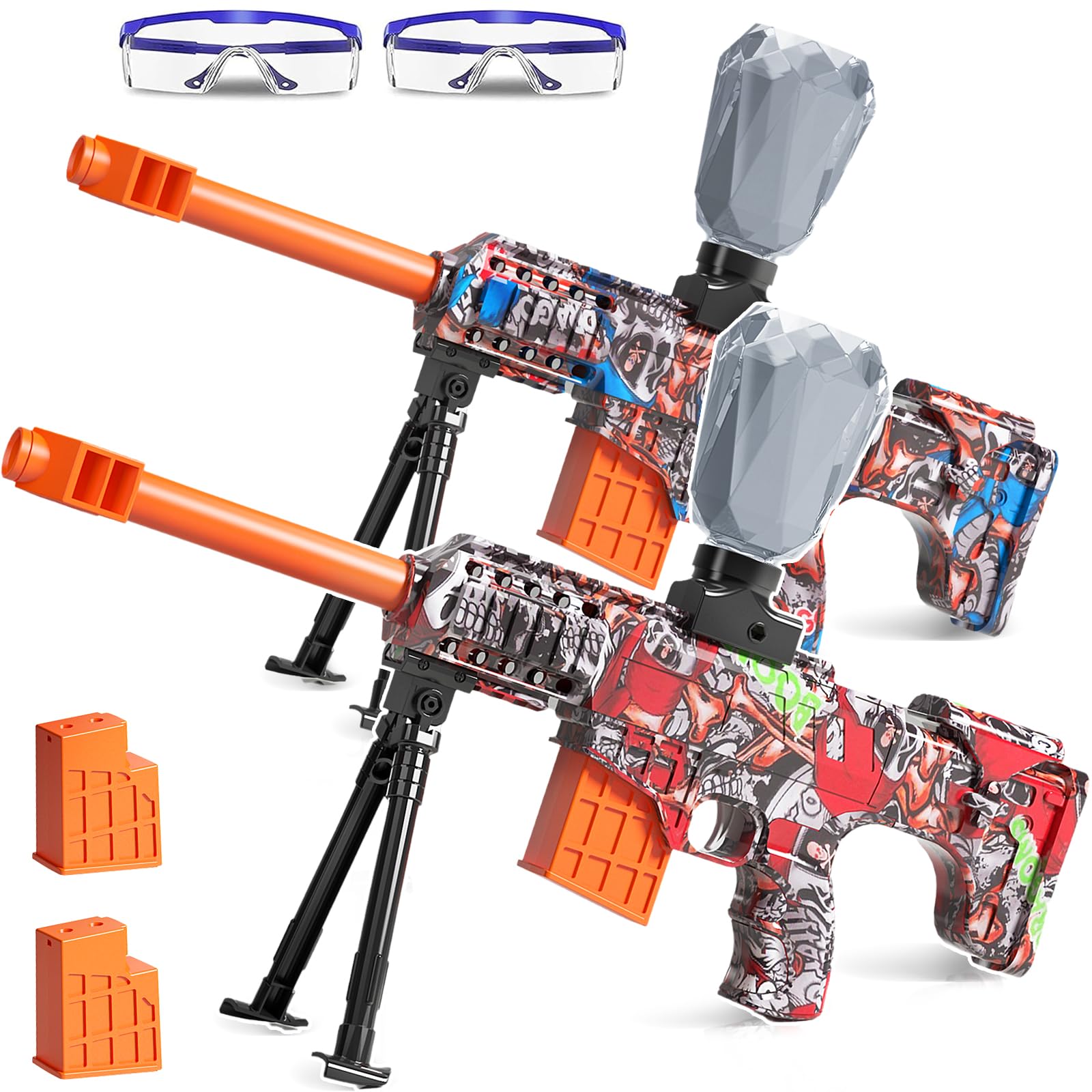 2 Pack Electric Blaster Toys, Full Auto Splatter Blasters - 11 Rs Per Seconds, 7.4V/500 mAh Batteries, Perfect for Outdoor Team Play Game Activities, Parties & Summer Fun, Ages 12 & Up