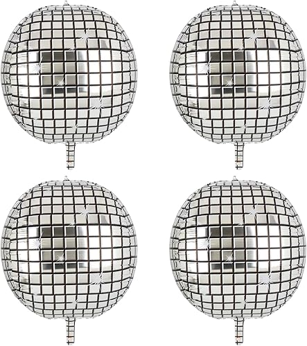 Globos de aluminio grandes de 32 pulgadas de bola de discoteca plateada grande 4D bola de discoteca Mylar globo metálico espejo decoración de fiesta