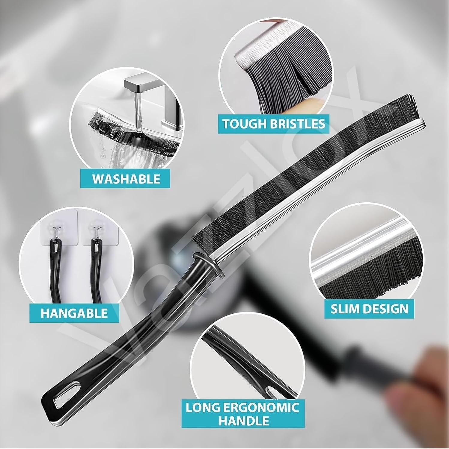 Black sparrow Mini kitchan,Window Gap Cleaning Brush,Clean The Dead Corners of Bathroom Kitchen Tiles, Window Slots, Multi-Purpose Door Window Deep Cleaning Brush Supplies(Pack of 3) 1