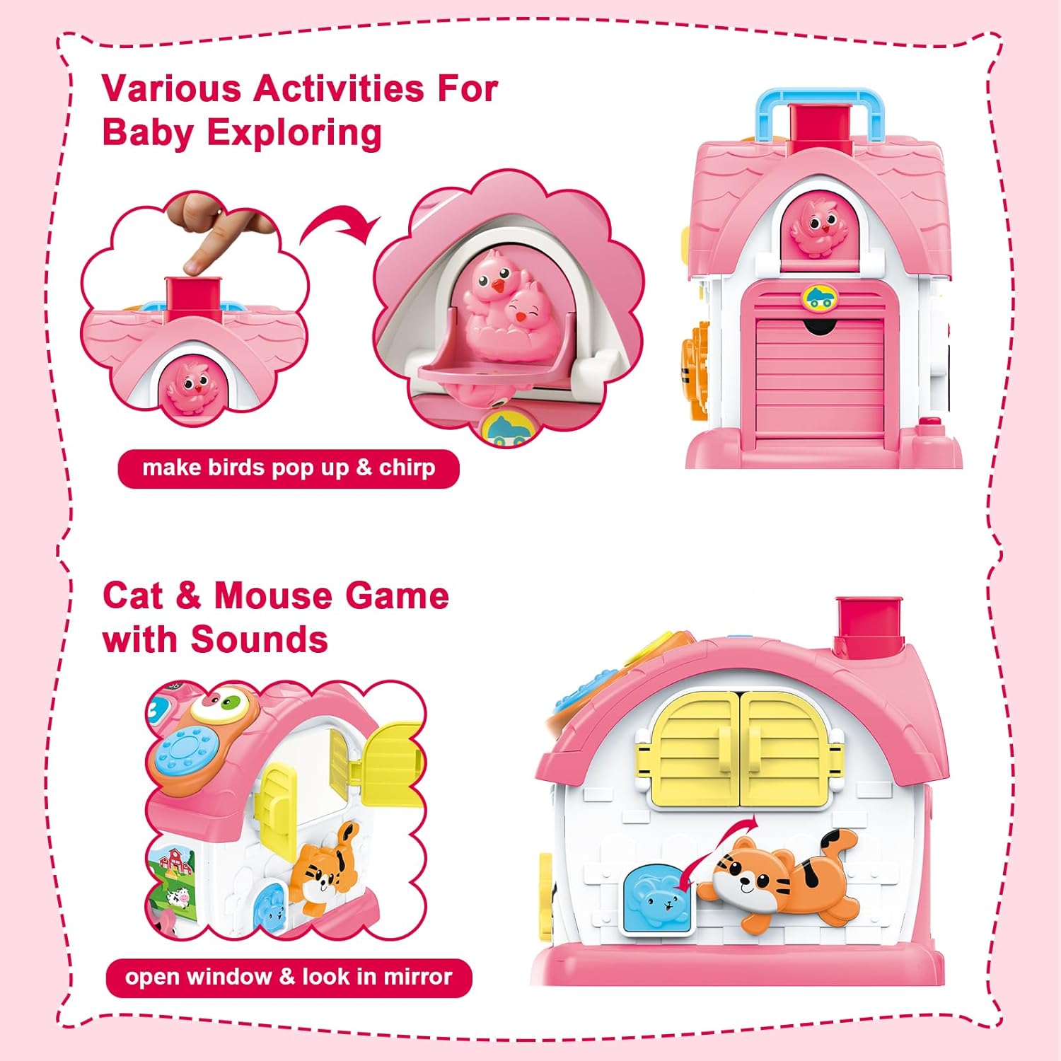 Montessori Toys for 1 Year Old Girl Gifts, Musical Toys for Toddler 1-3 with Play Phone, Mirror, Piano, Educational Baby Toy for 12-18 Months Birthday Gifts