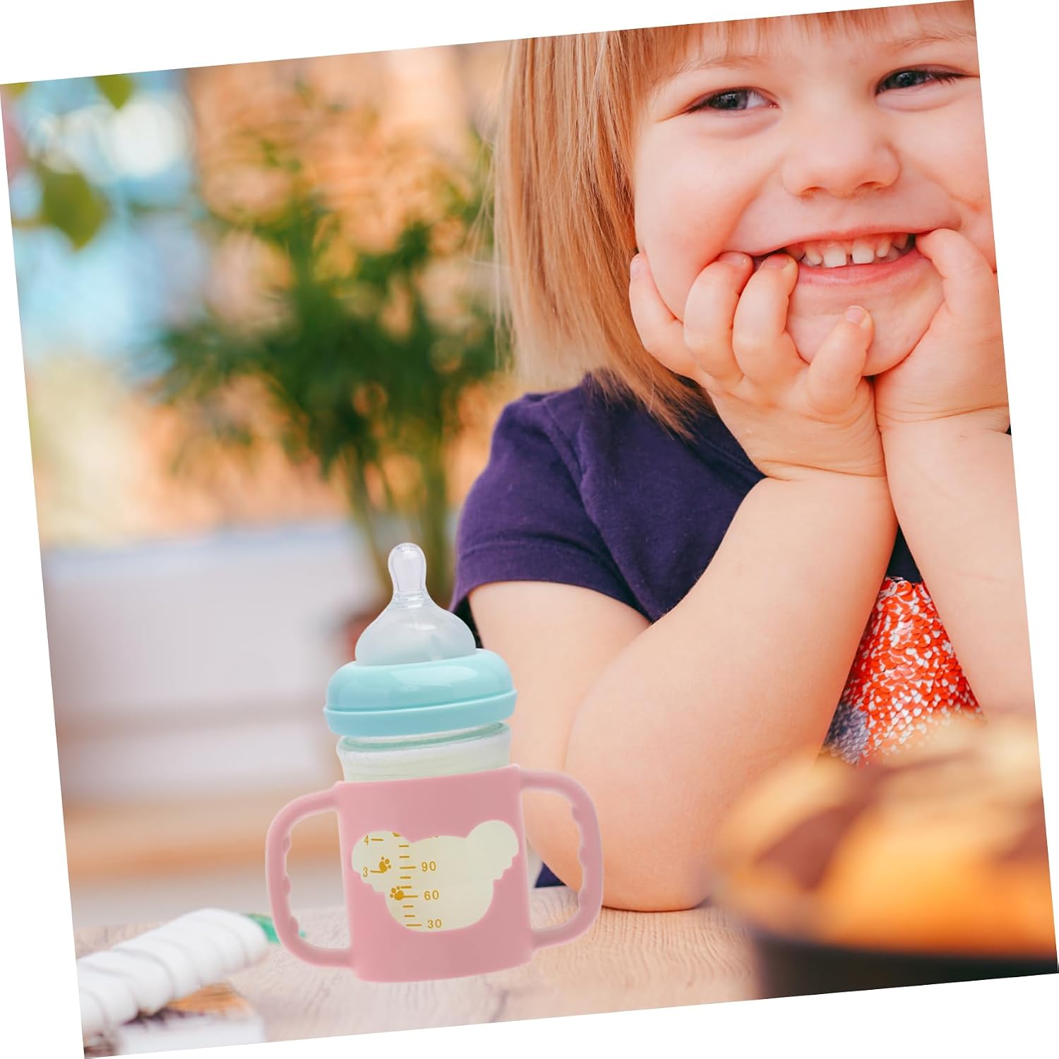 MERRYHAPY 4pcs Silicone Milk Bottle Handles Grips for Easy Transition to Cups Dishwasher Safe Fits Various Brands Colors