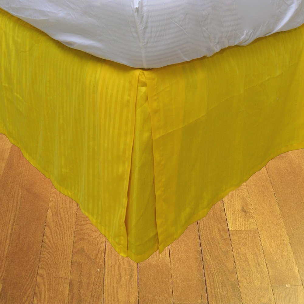 Buy BudgetLinen (1 Box Pleated Bed Skirt Only,Yellow Stripe, Cal Queen