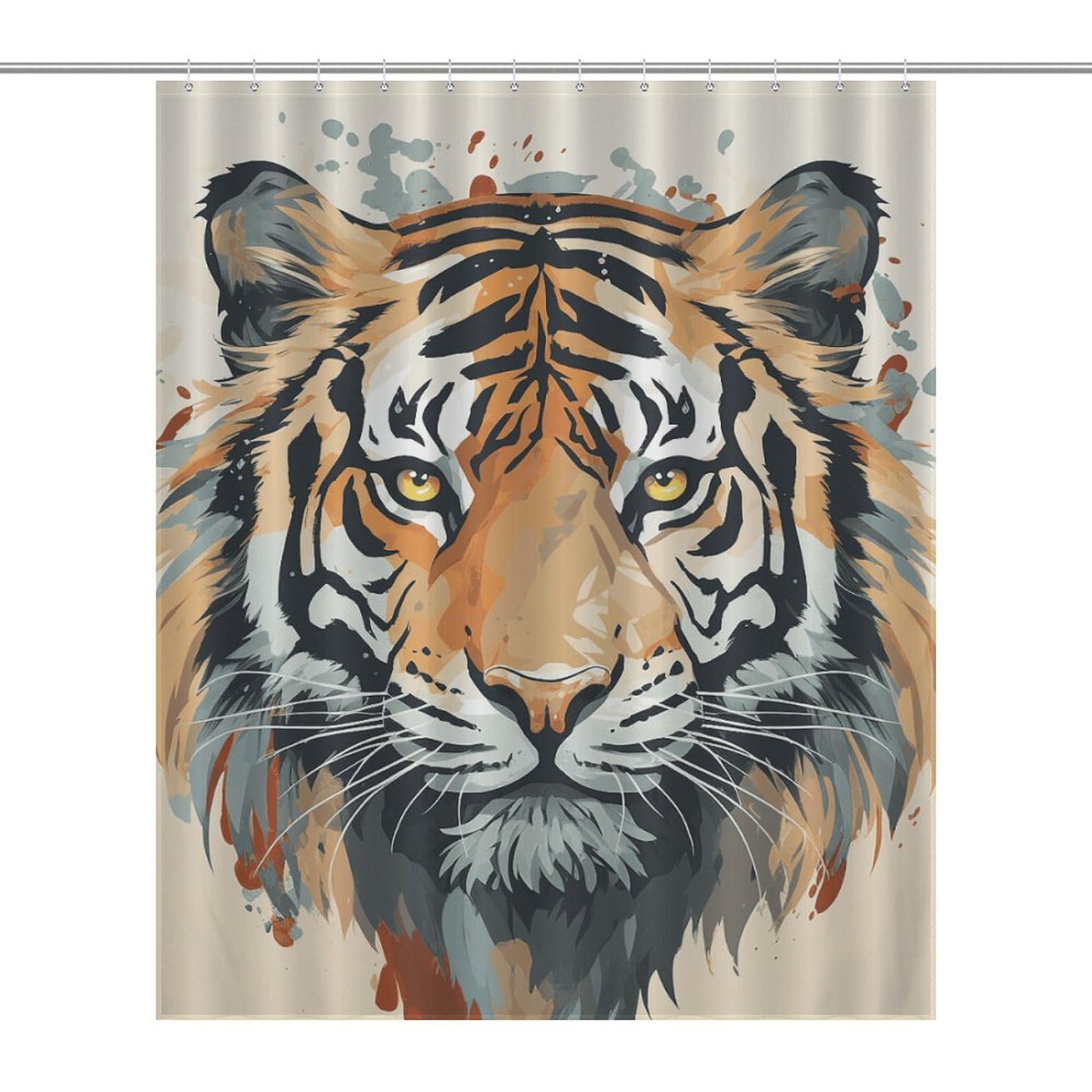 Rideau de douche tigre en tissu imperméable haut de gamme 152x183cm