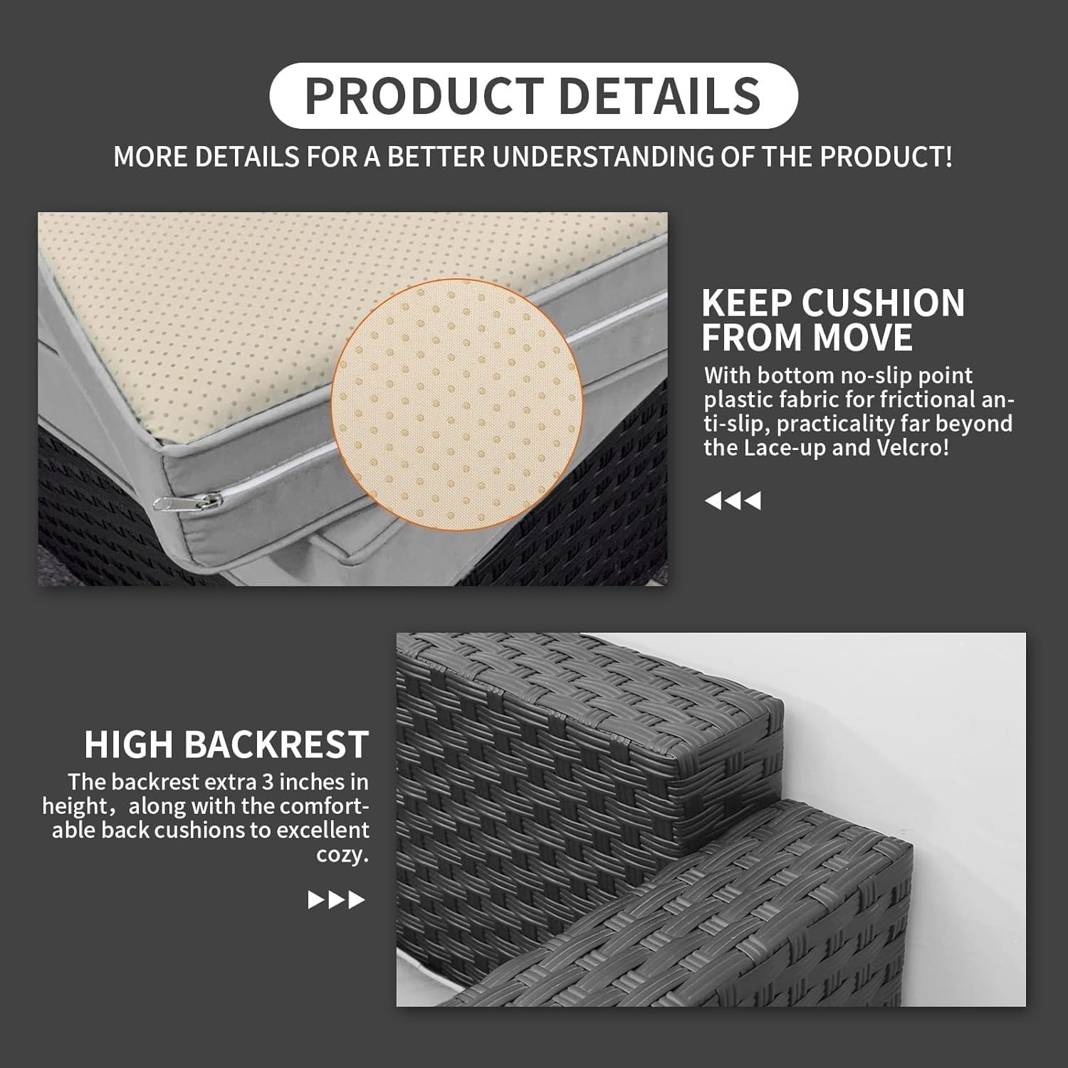 6 Pieces Patio Bistro Set, PE Wicker Outdoor Patio Furniture Set, Modern Rattan Patio Chairs with Storage Table, Patio Conversation Sets for Balcony