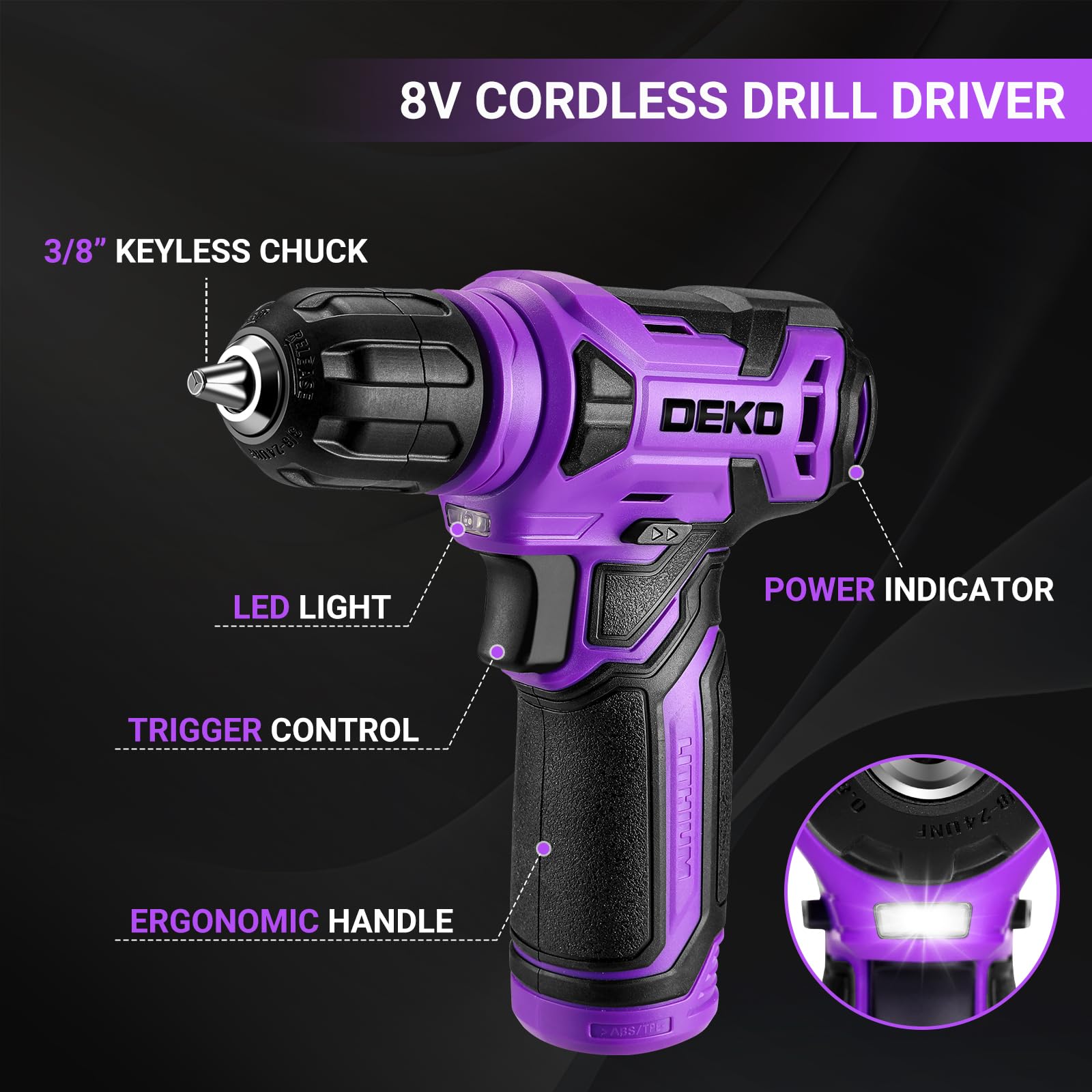 Tool Kit: DEKO Drill Set including Cordless Drill, Tool Kit Set Box, DIY Hand Tools for Men Woman and Home - Image 3