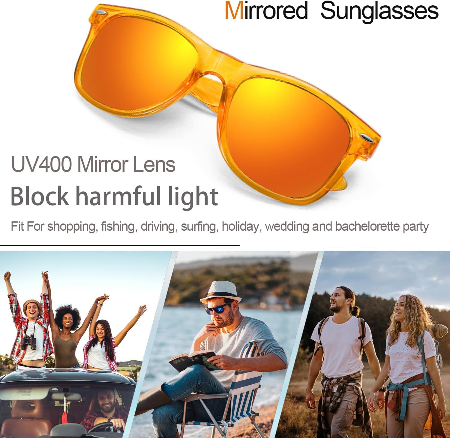 12/24 Pack Wholesale 80s 90s Retro Neon Party Clear Frame Colorful Mirrored Sunglasses Bulk for Men Women - Image 7