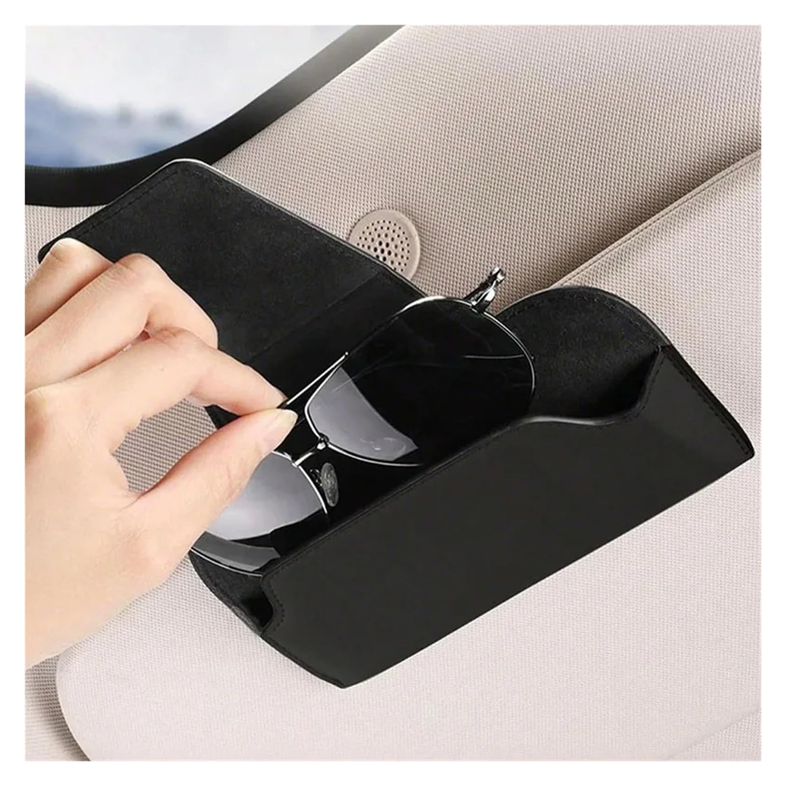 Soporte Magnético para Gafas Sol para Visera Cuero Ultrafino Almacenamiento Seguro con Clip Sin Herramientas Conducir Y Viajar Estuche para Gafas De Sol Coche