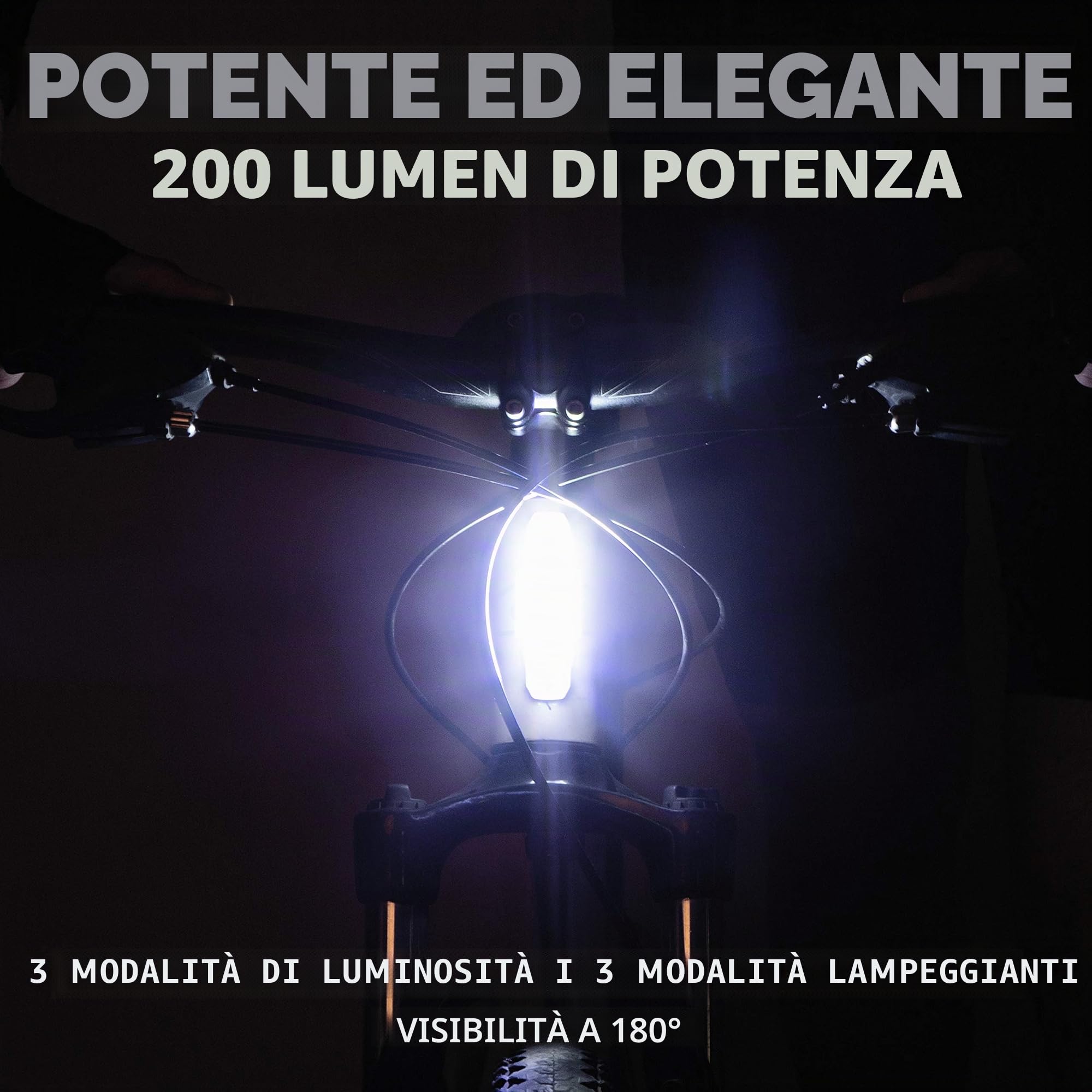 Luce Anteriore USB Ricaricabile per Bicicletta by Apace – Potente Luce di Sicurezza Anteriore per Bici – Super Luminosa 200 Lumen per Una visibilità Ottimale in Bicicletta