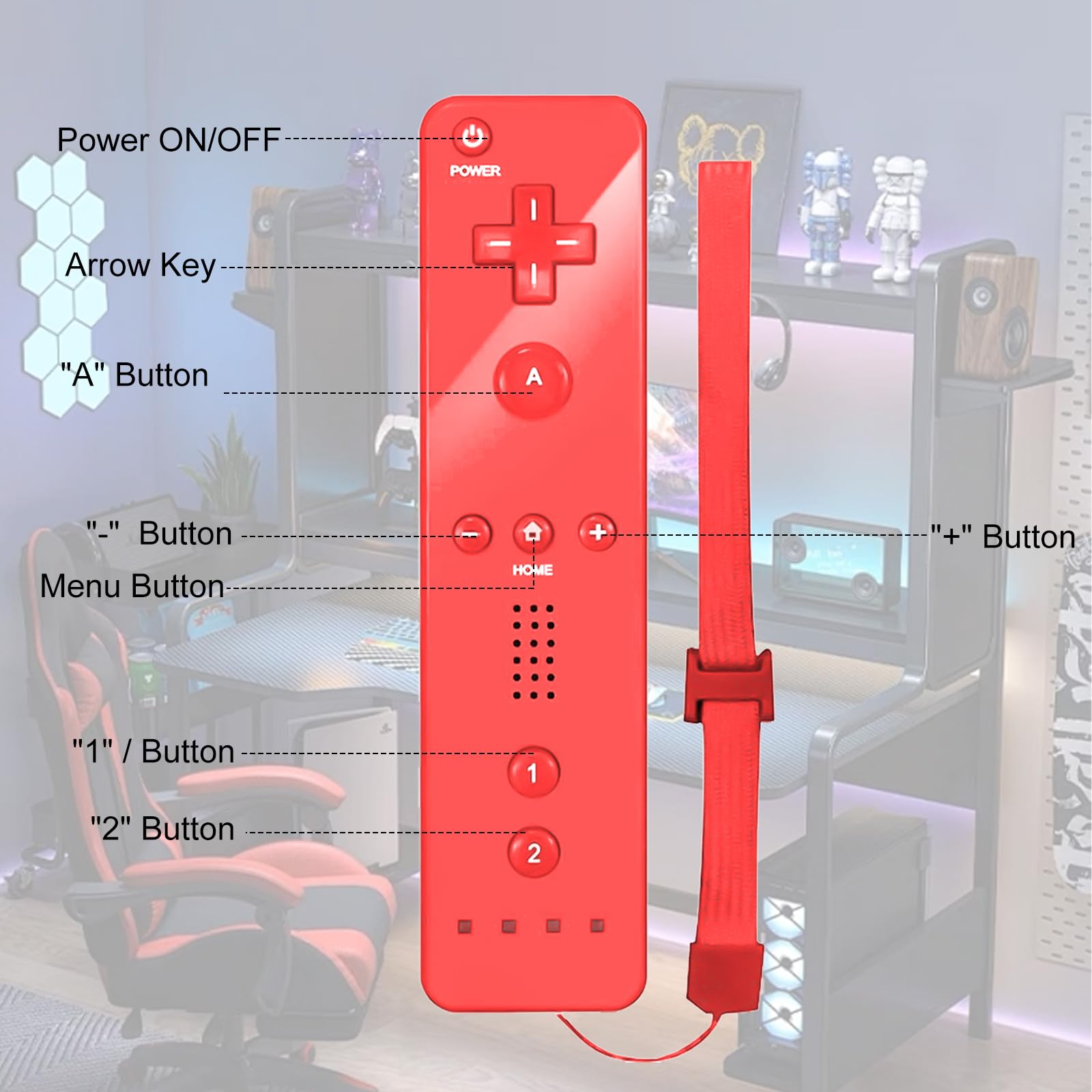 Leikurvo Lot de 2 manettes Wii Remote, incluant une télécommande Wii et un Nunchuk, pour consoles Wii/Wii U (Rouge + Bleu)