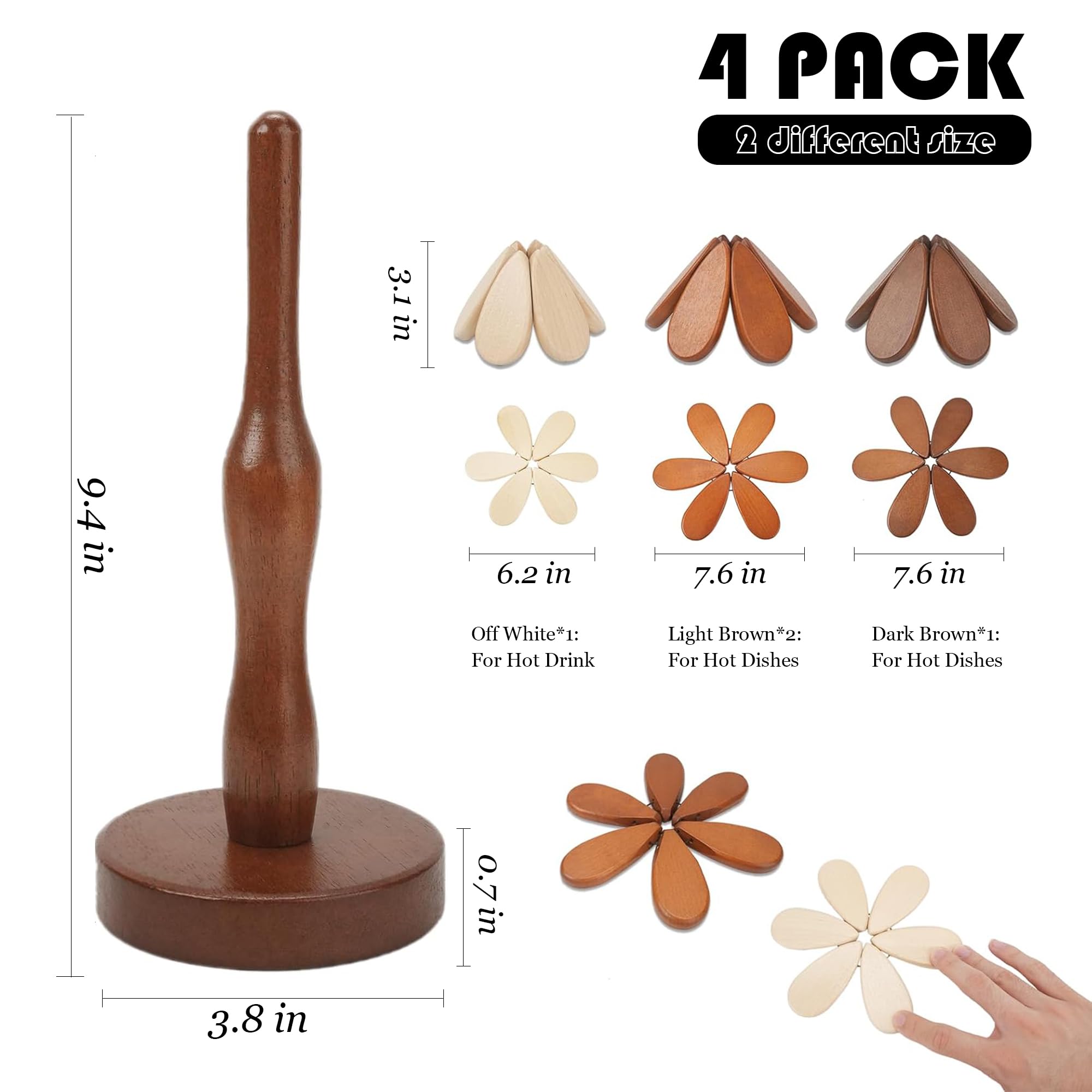 Tree Trivet for Hot Dishes, Artisanal Wooden Tree Coasters with Stand, Collapsible Trivets Tree, Christmas Tree Coasters Set of 4?2025