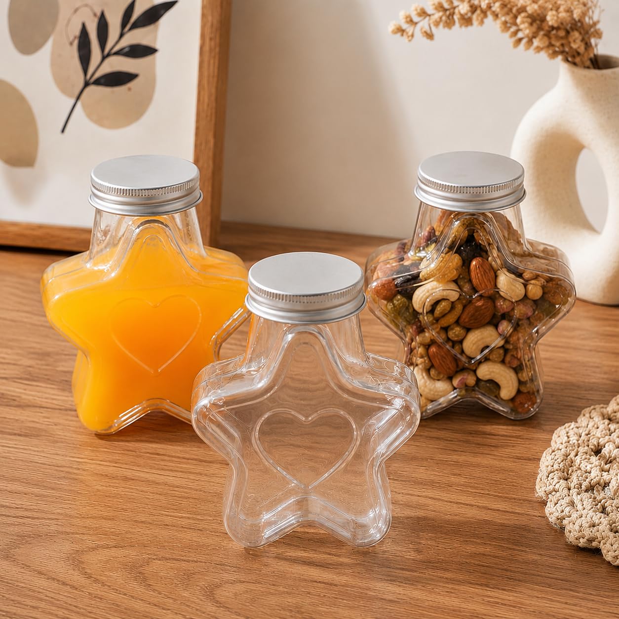 SATYAM KRAFT 4 Pcs Star Shape PVC Gifting Jar with Lid | Reusable Transparent Decorative Container for Chocolate, Dry Fruits, Sweets, Gifting Hampers, Return Gifts, Wedding, Party Favour, Hamper-image-7