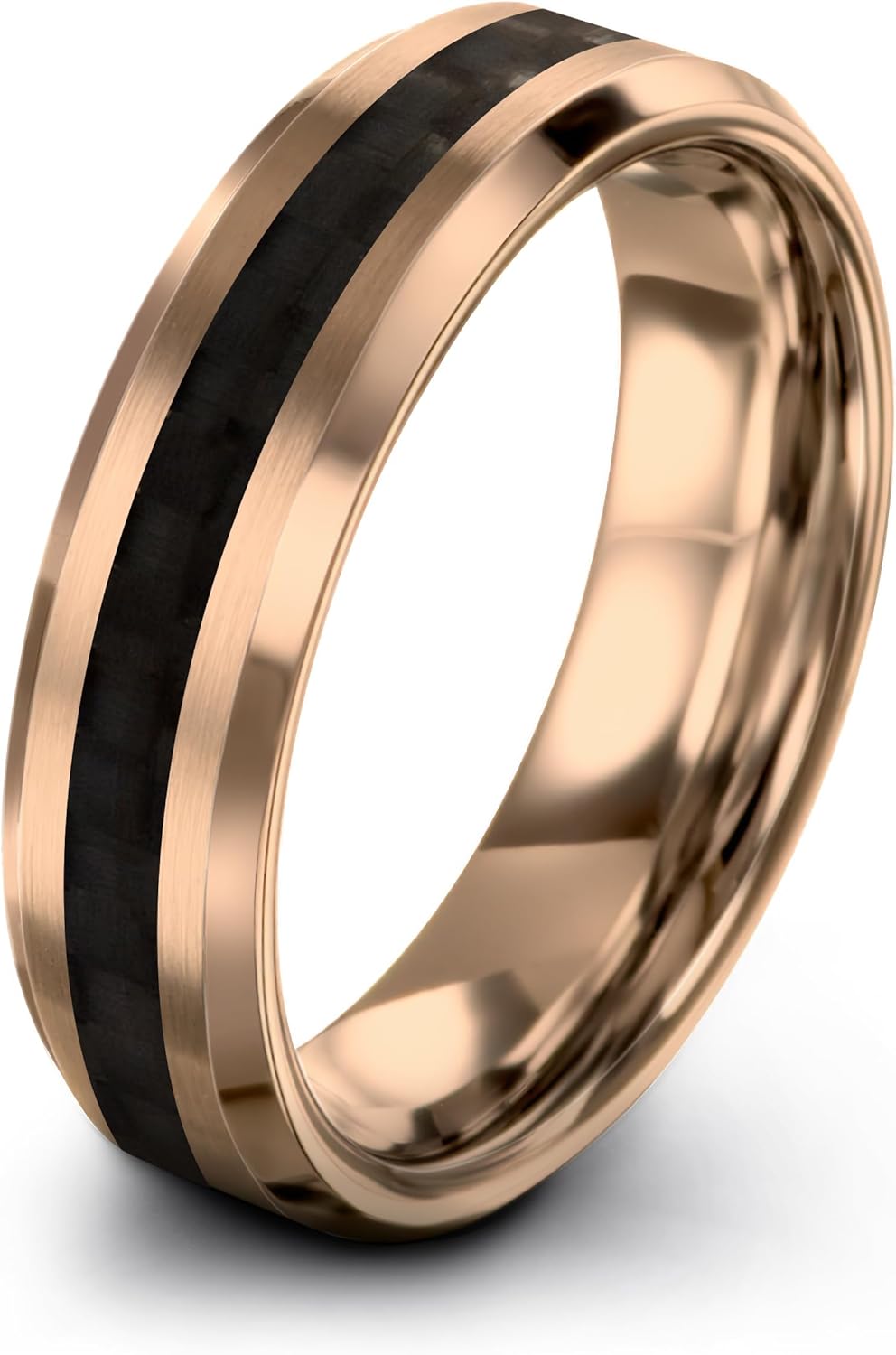 Tungsten Wedding Band Ring 8mm Men Women Comfort Fit Grey Black 18K Yellow Gold Plated Bevel Edge Polished