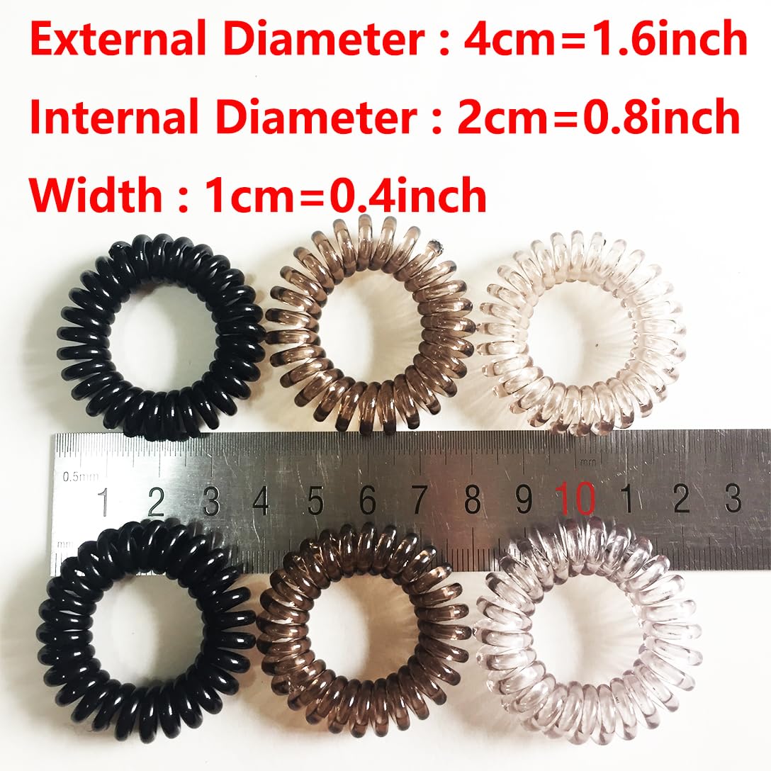 27 Pieces Coil Hair Ties Spiral Hair Ties Waterproof Elastic Phone Cord Hair Ties Traceless Ponytail Holder Coils 1.6inch(4cm) No Crease Hair Bands for Women and Girls Thick Hair (Ombre Black)