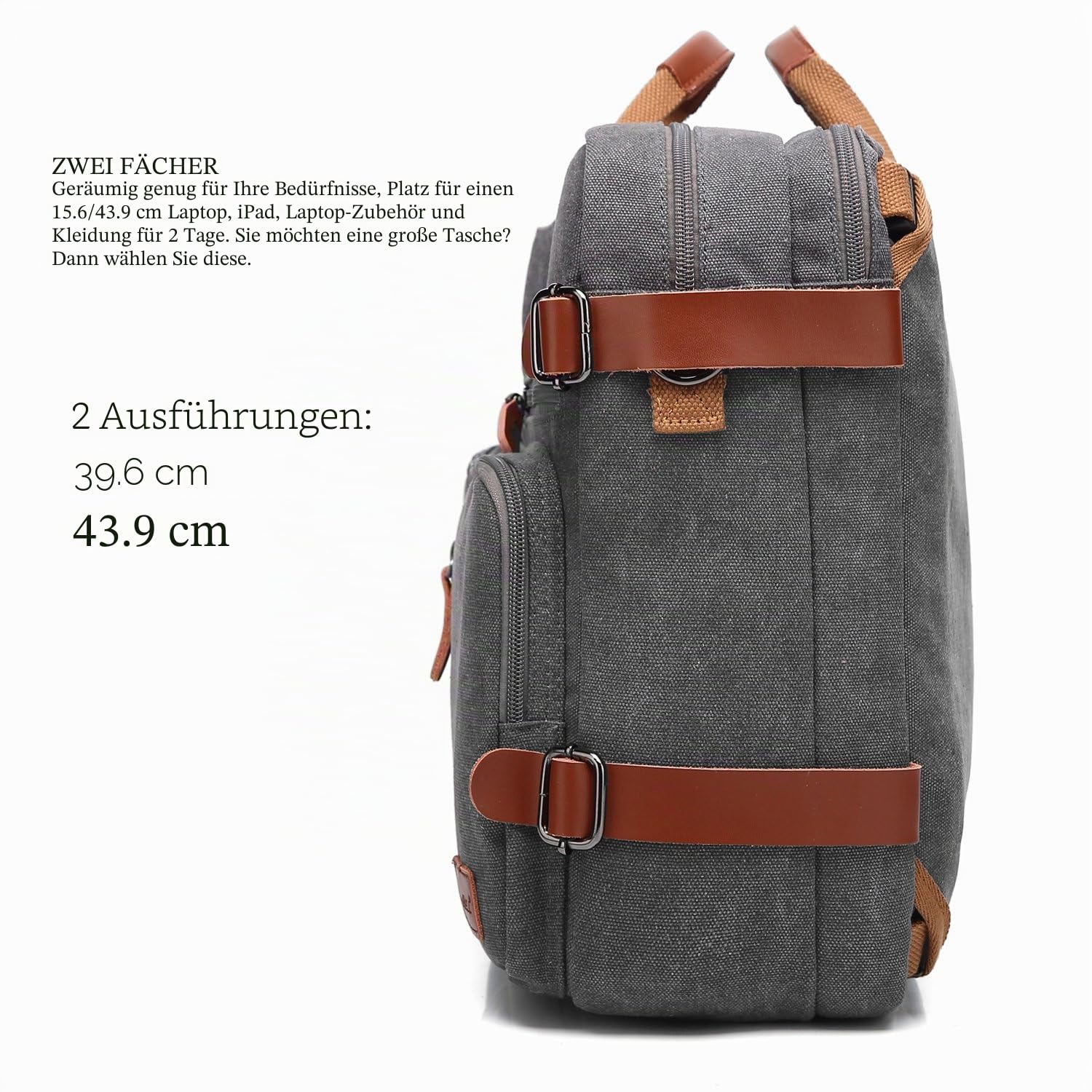 CoolBELL umwandelbarer Rucksack, Kuriertasche, Schultertasche, Laptoptasche, Handtasche, Business-Aktentasche