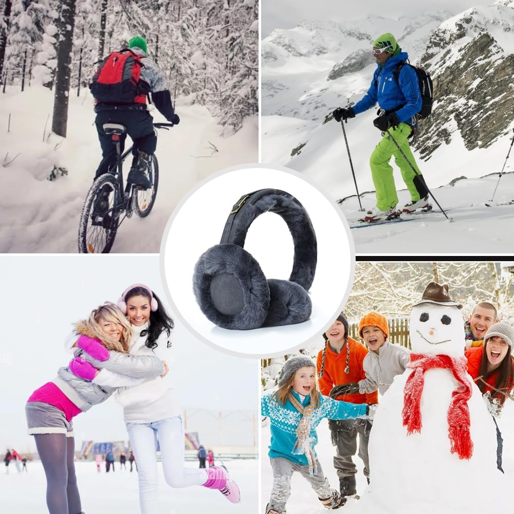MGGMOKAY Unisex Winter Sheepskin Warm Foldable Earmuffs - Image 5