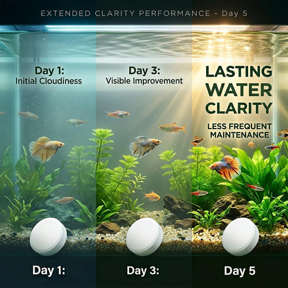 Water Purification Tablets for Fish Tank, Powerful Aquarium Water Purification Tablet, Efficient Clear Turbidity & Improve Water Quality, Remove All Kinds of Turbidity from Fish TankWater (9pcs)