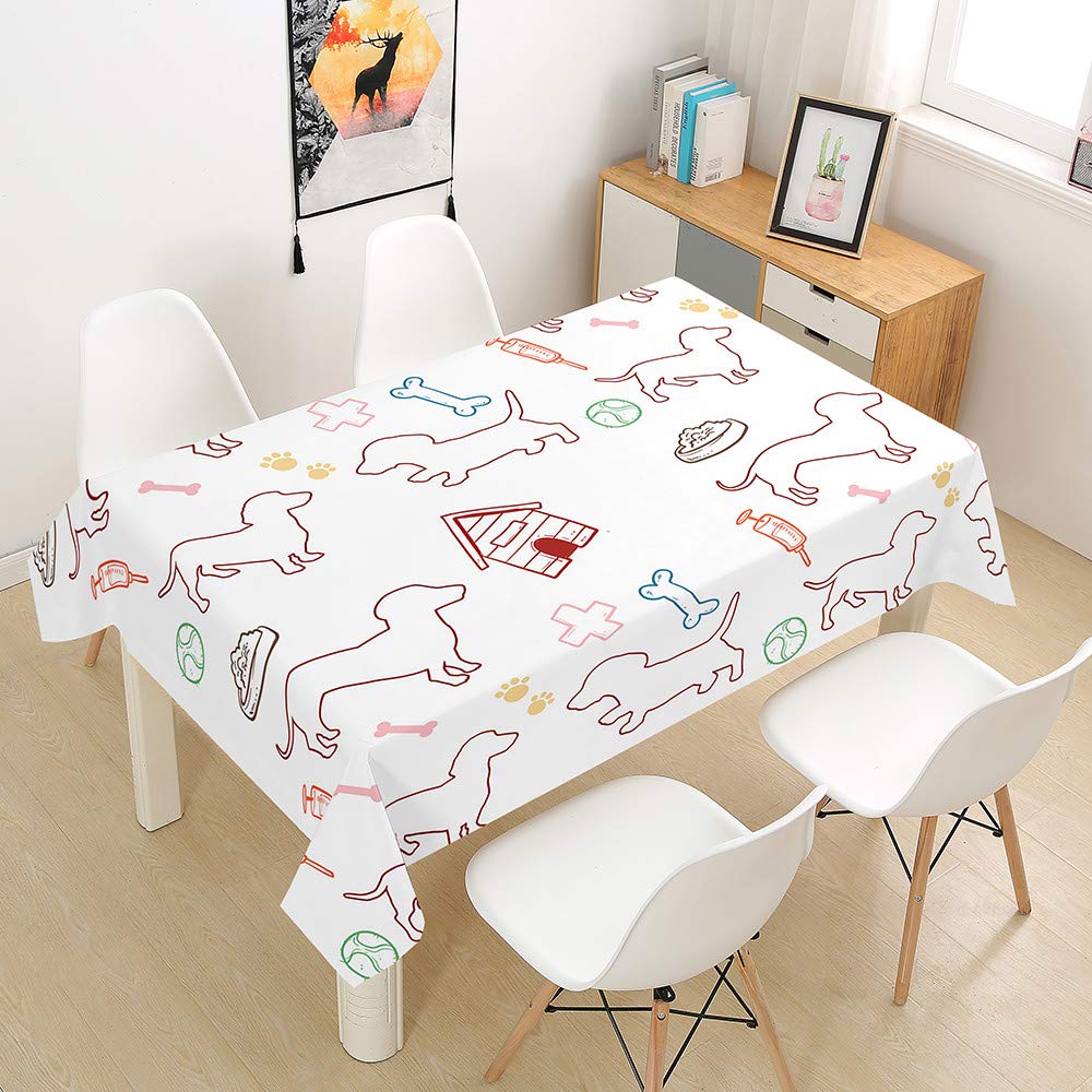 Nappe rectangulaire teckel anti-tache pour protéger la table des enfants et des repas