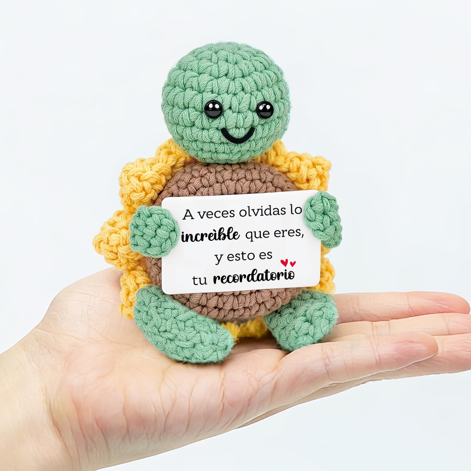 Aurasky Tortuga de Crochet con Girasol – Muñeco de Apoyo Emocional, Regalo en Español para Cumpleaños