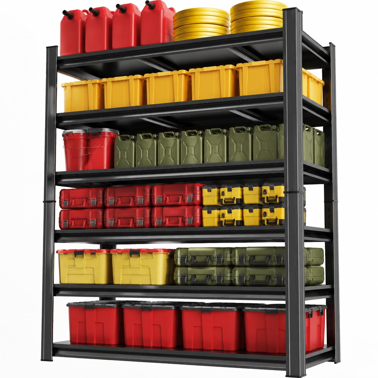 FlyDzrewt Garage Shelving,2-in-1 Adjustable Storage Shelves with Guard