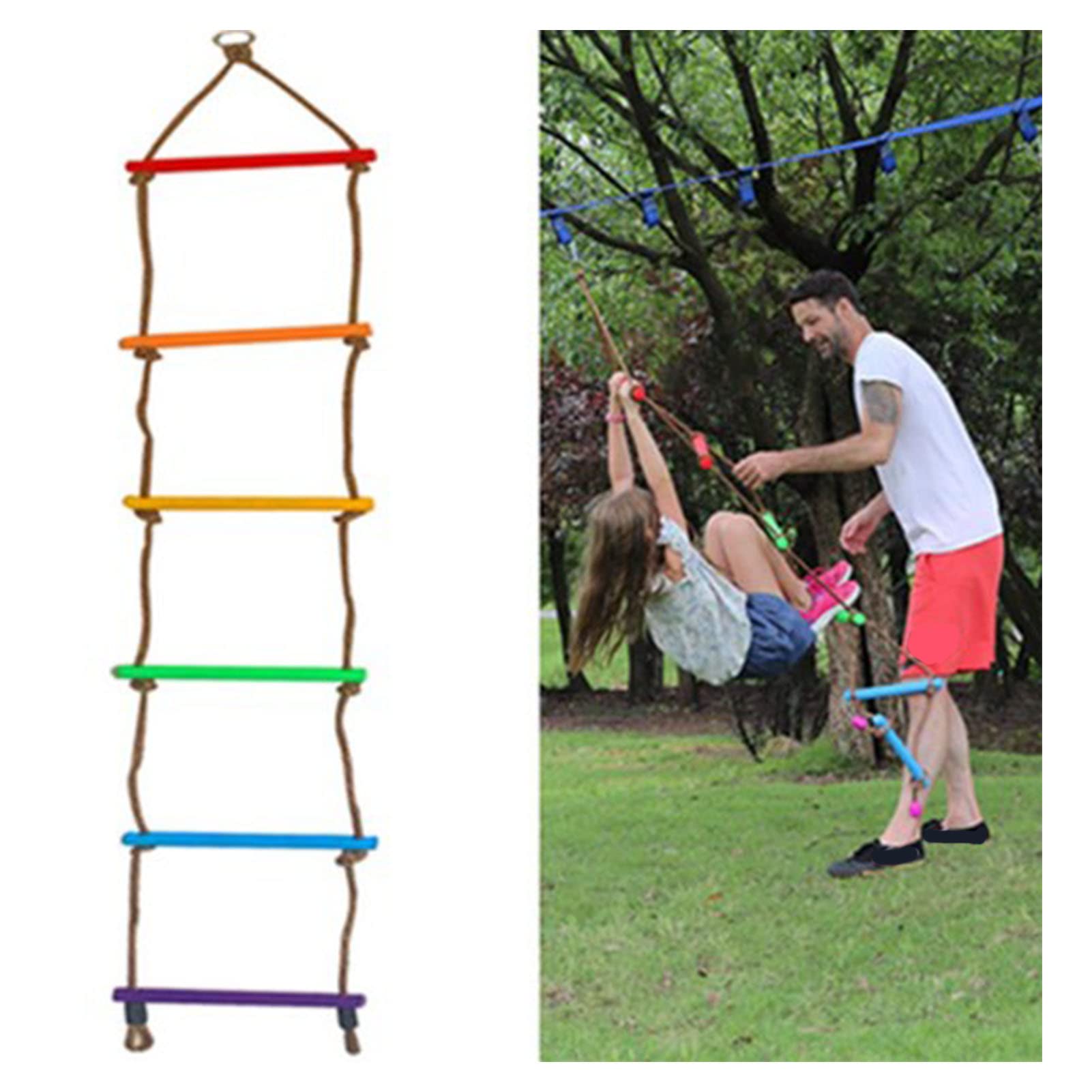 Kids Climbing Net - 3x6 FT Handmade Ninja Net, 750 LB Capacity, Multi-Color For Treehouse & Playground