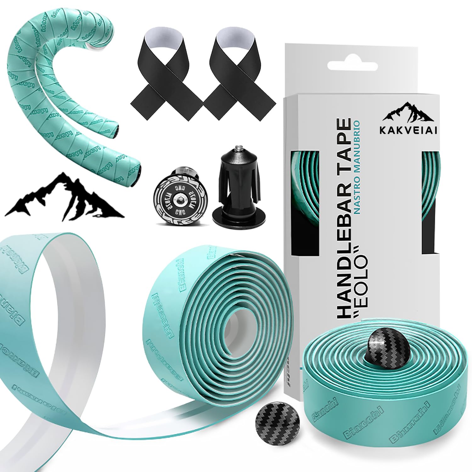 Kakveiai 2 Pezzi, Nastro manubrio, Nastro manubrio bici corsa, MTB Nastri Ammortizzante bici, per tappi e strisce adesive inclusi - Resistente all'usura, Anti-Sudore, antiscivolo e facile da montare