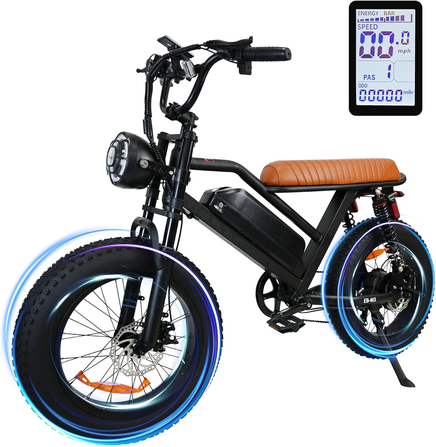 1000W Electric Bike for Adults, 20" Fat Tire Ebike, Adults Electric Mountain Bike with Removable 48V 18.2Ah Battery, 7 Speed Up to 28MPH/62Miles Electric Dirt Bike