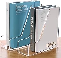 Vista 1 de SANRUI 2 Pack Acrylic Magazine File Holder, Vertical File Sorter Holders Desk Organizer, Clear Folder Organizer Document Rack for Office Desktop