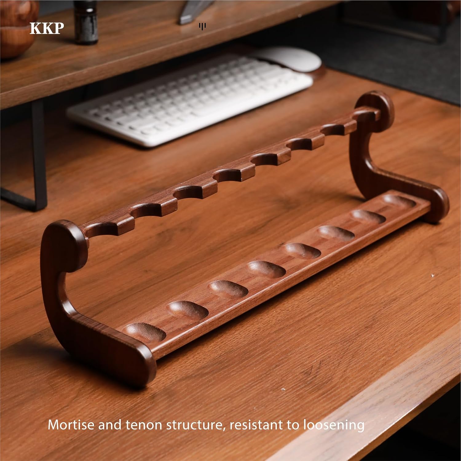kkp 8-Slot Tobacco Pipe Rack|Mortise and Tenon Structure|Secure Pipe Hold|North American Black Walnut Wood| Ideal for Smoking Lounges & Home Offices|Perfect for Pipe Collectors