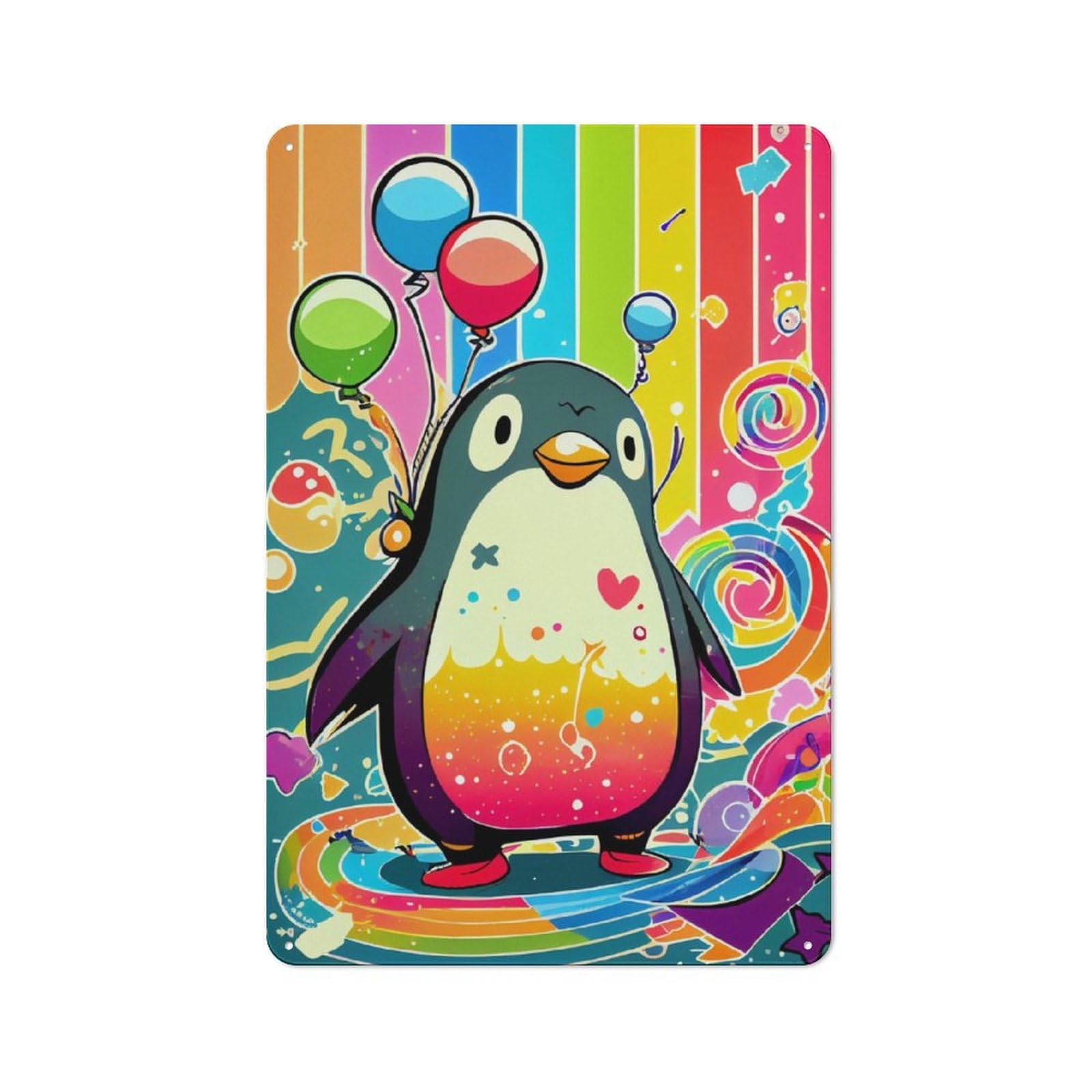 Junmoney Penguin Kids Retro Metal Wall Sign 30X20cm With For Bar Or Restaurant, Gift Idea For A New Home And Metal Sign Collection