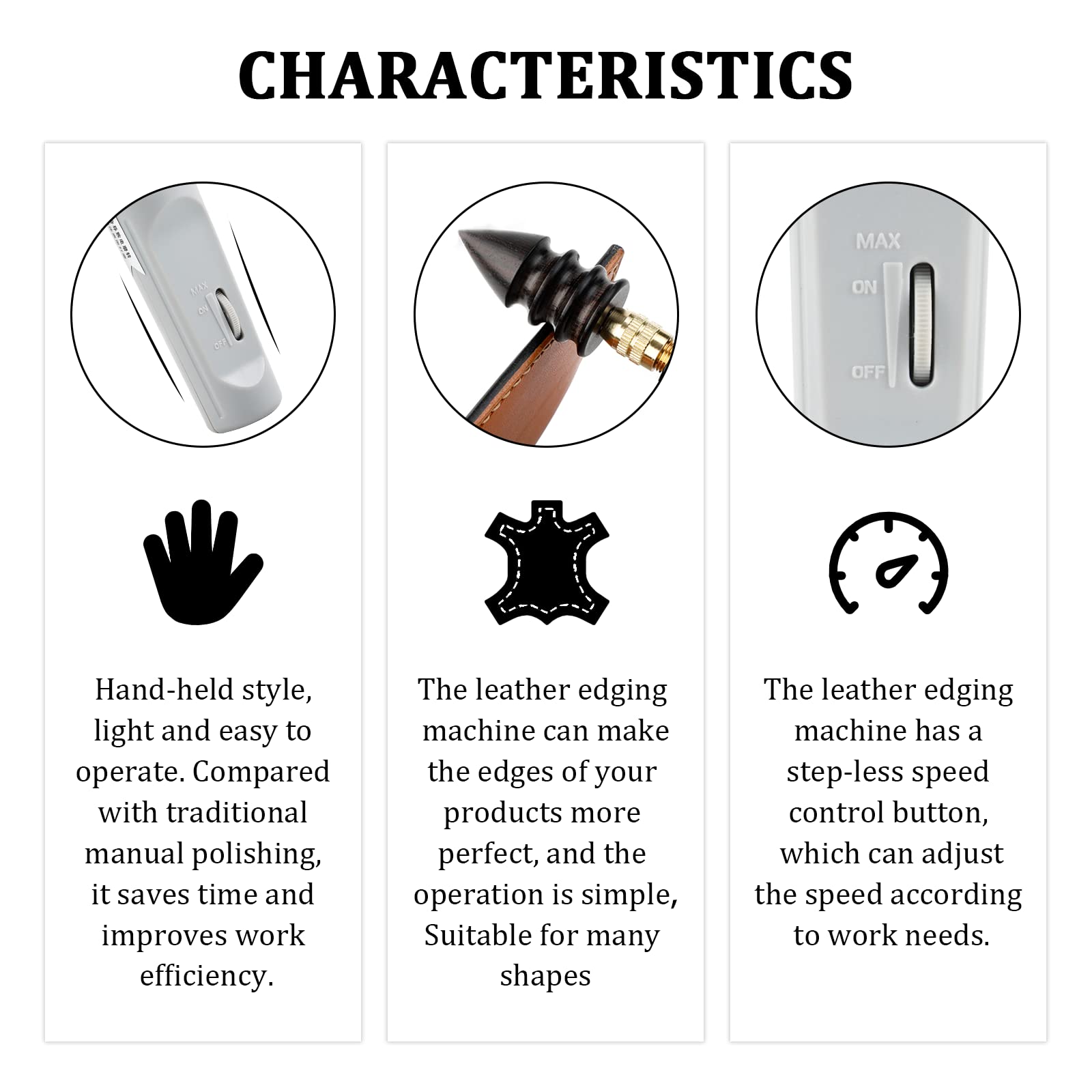 YUCHENGTECH Leather Polishing Burnishing Machine Leather Edge Grinding Machine Mini Leather Slicker Burnishing Tool for Bag Belt Shoes Leather DIY Create (Host + accessories)